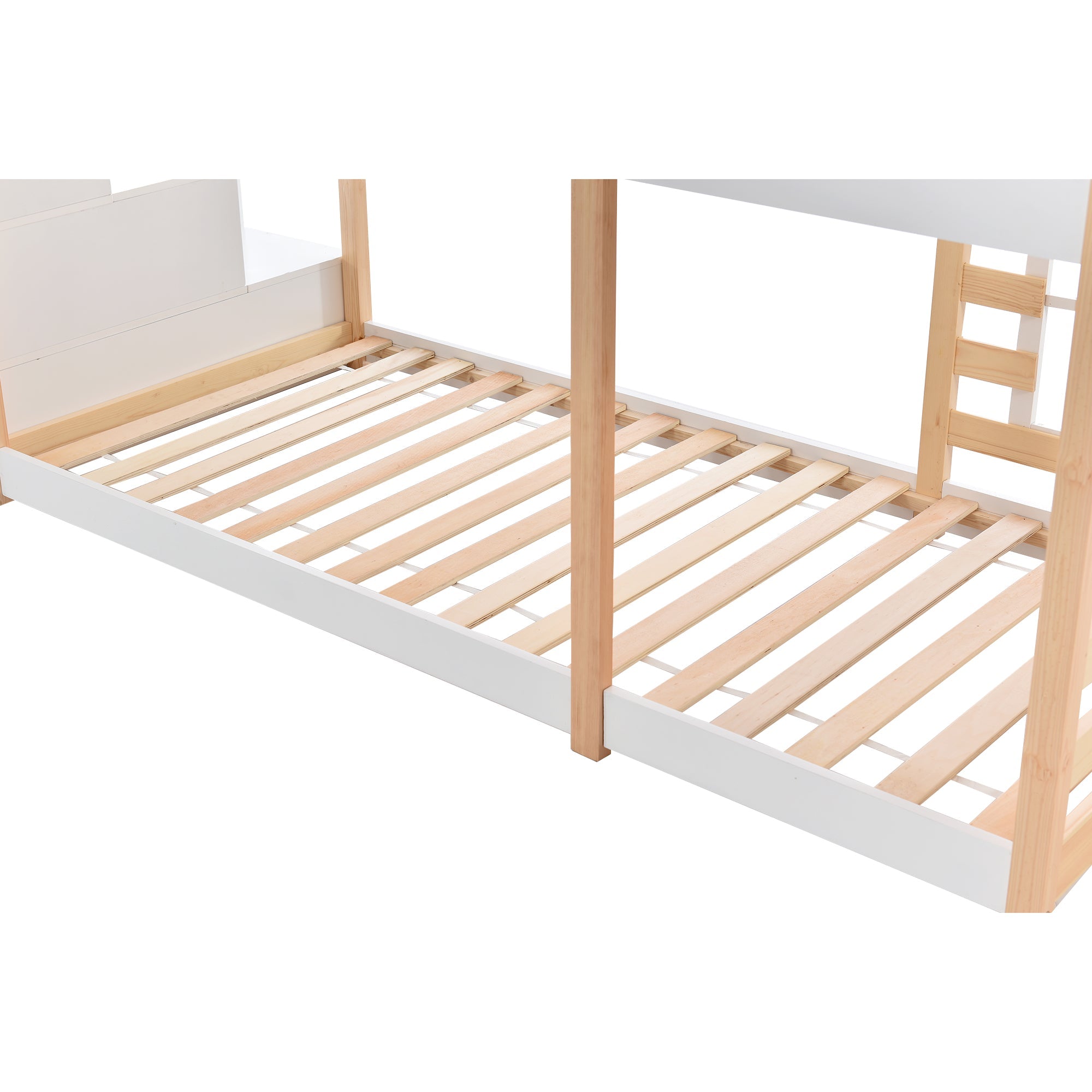 Logidon stapelbed boomhut 90x200 cm - naturel wit, 2 lattenbodems