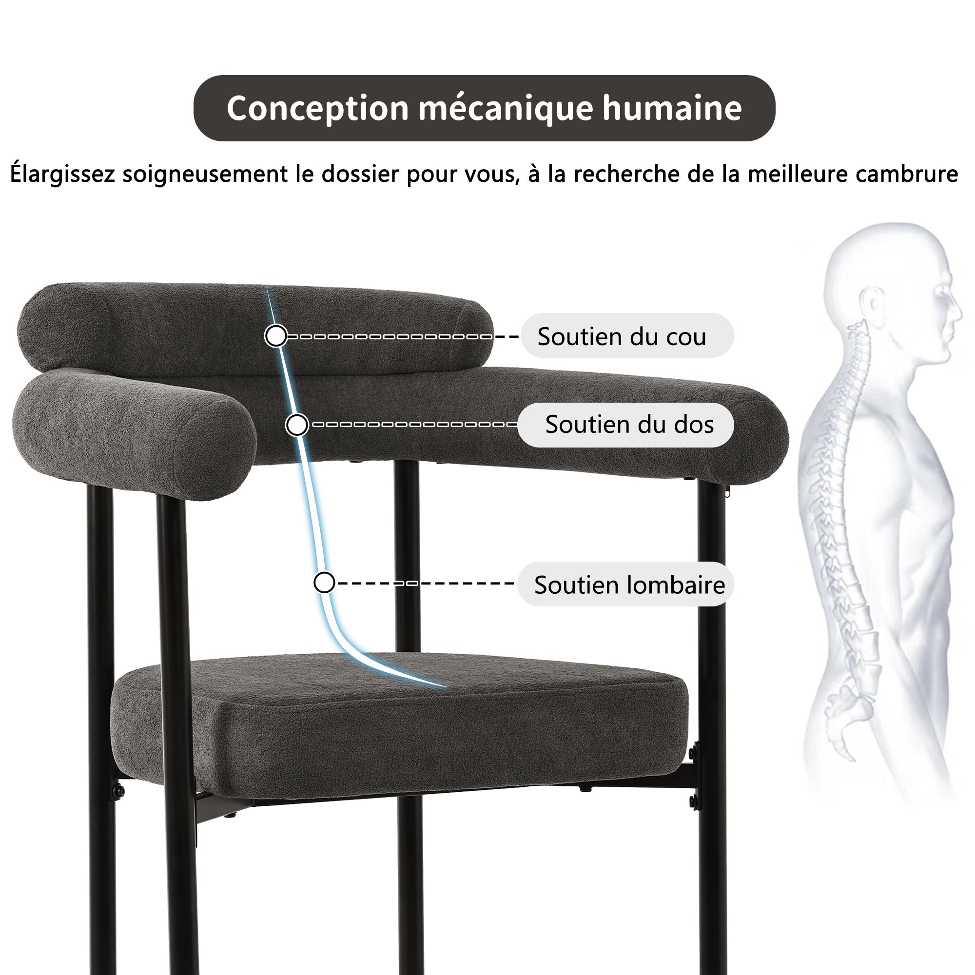 Logidon Set of 2 Dining Chairs Dark Gray Velvet Comfortable