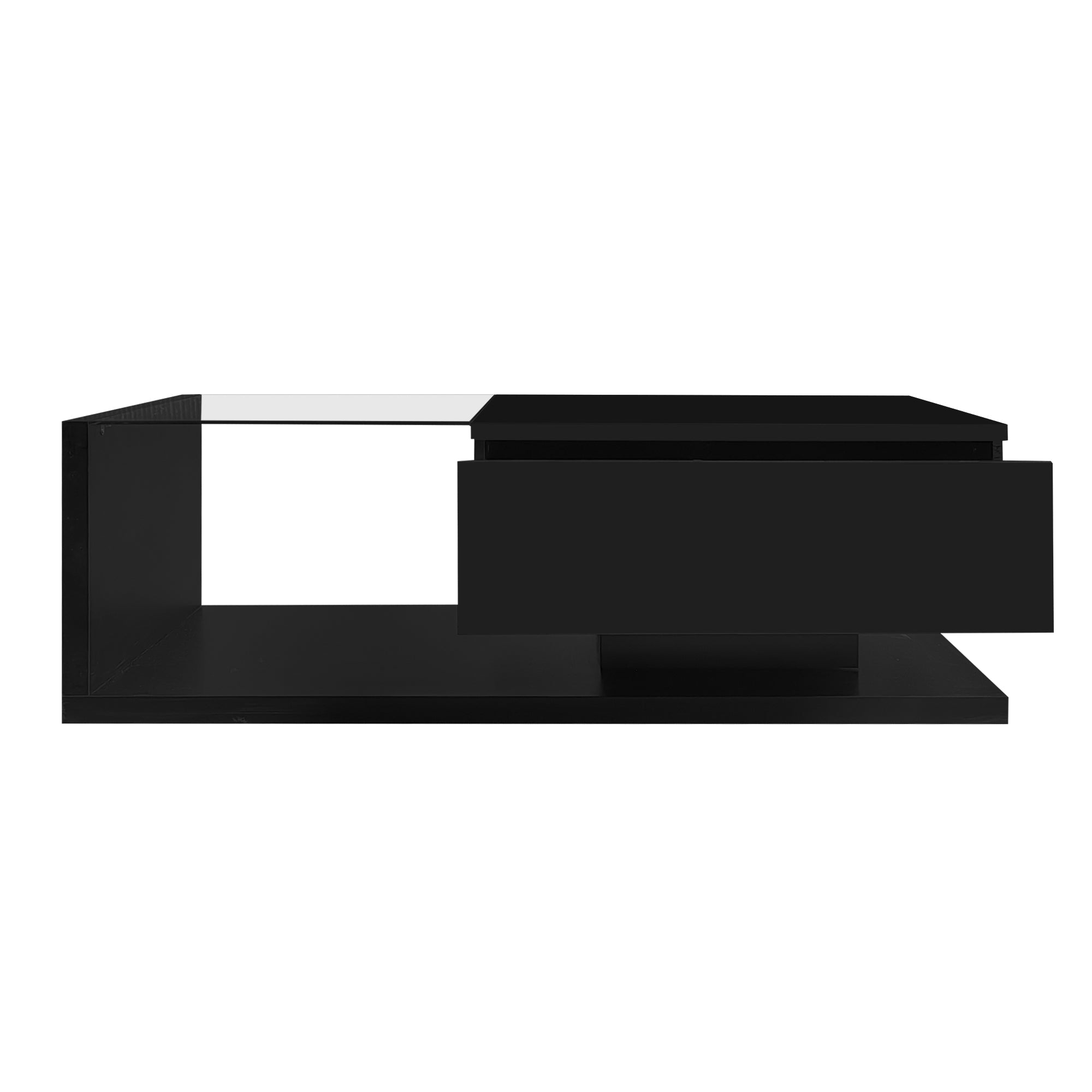Logidon salontafel hoogglans zwart met glas en LED effect 105 cm