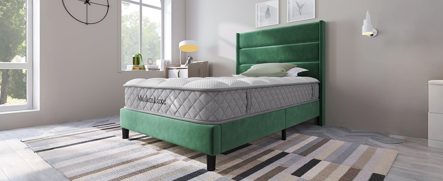 Logidon gestoffeerd bed 90x200 cm fluweel donkergroen met lattenbodem