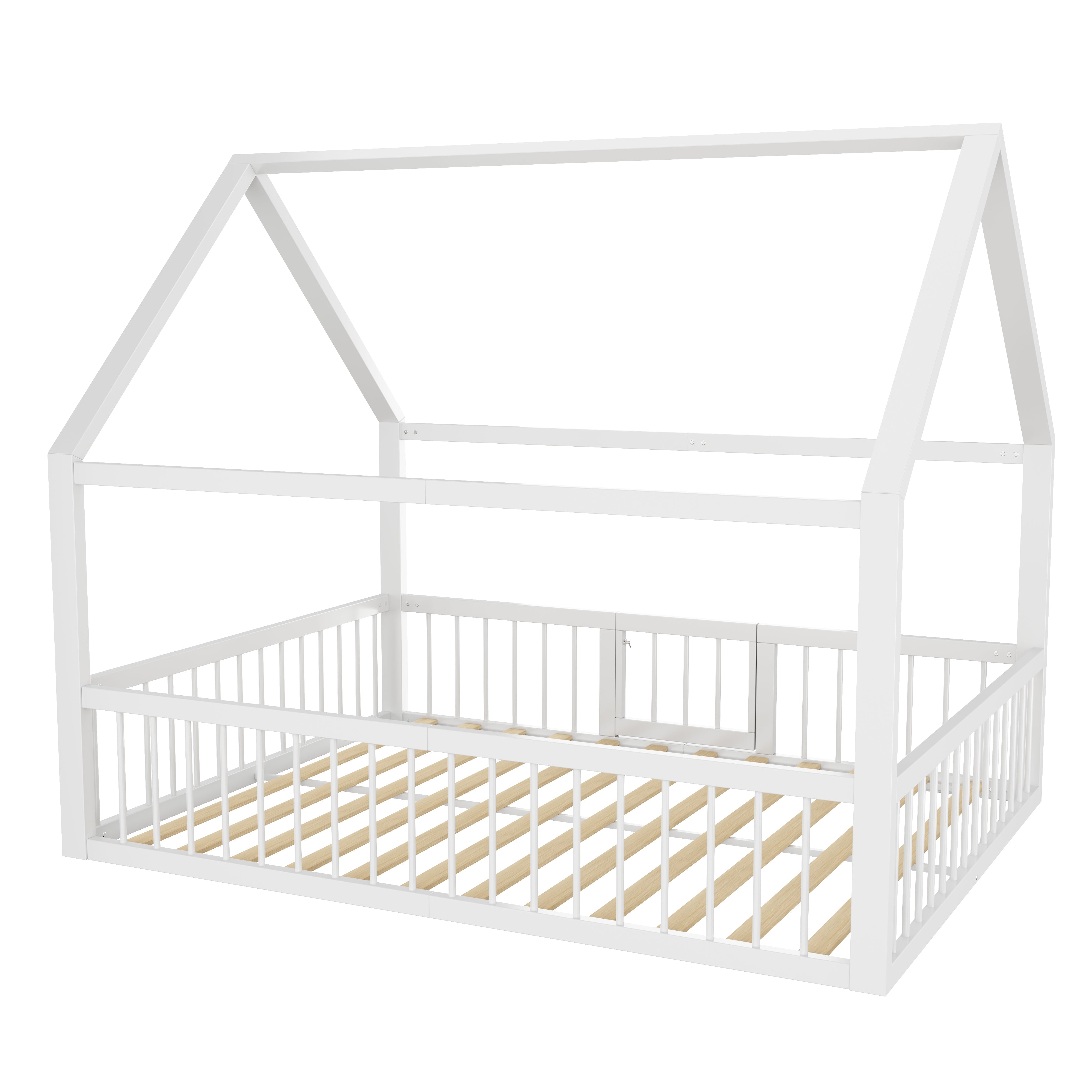 Logidon metalen bed 140x200 wit plat bed met dakframe