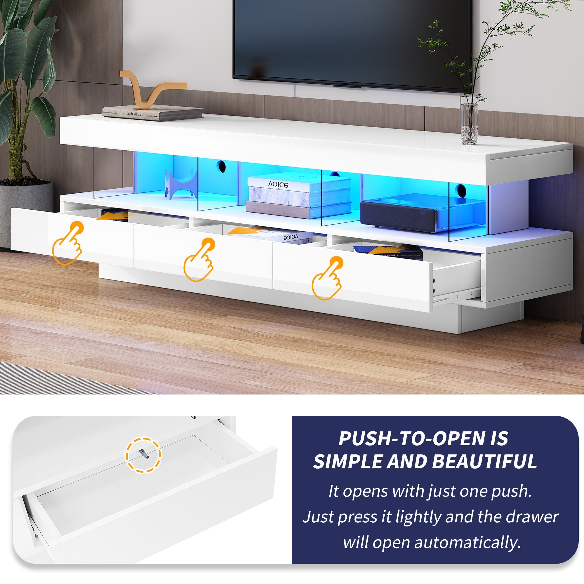 Logidon wit hoogglans TV-meubel 160 x 38 x 50,5 cm LED-verlichting