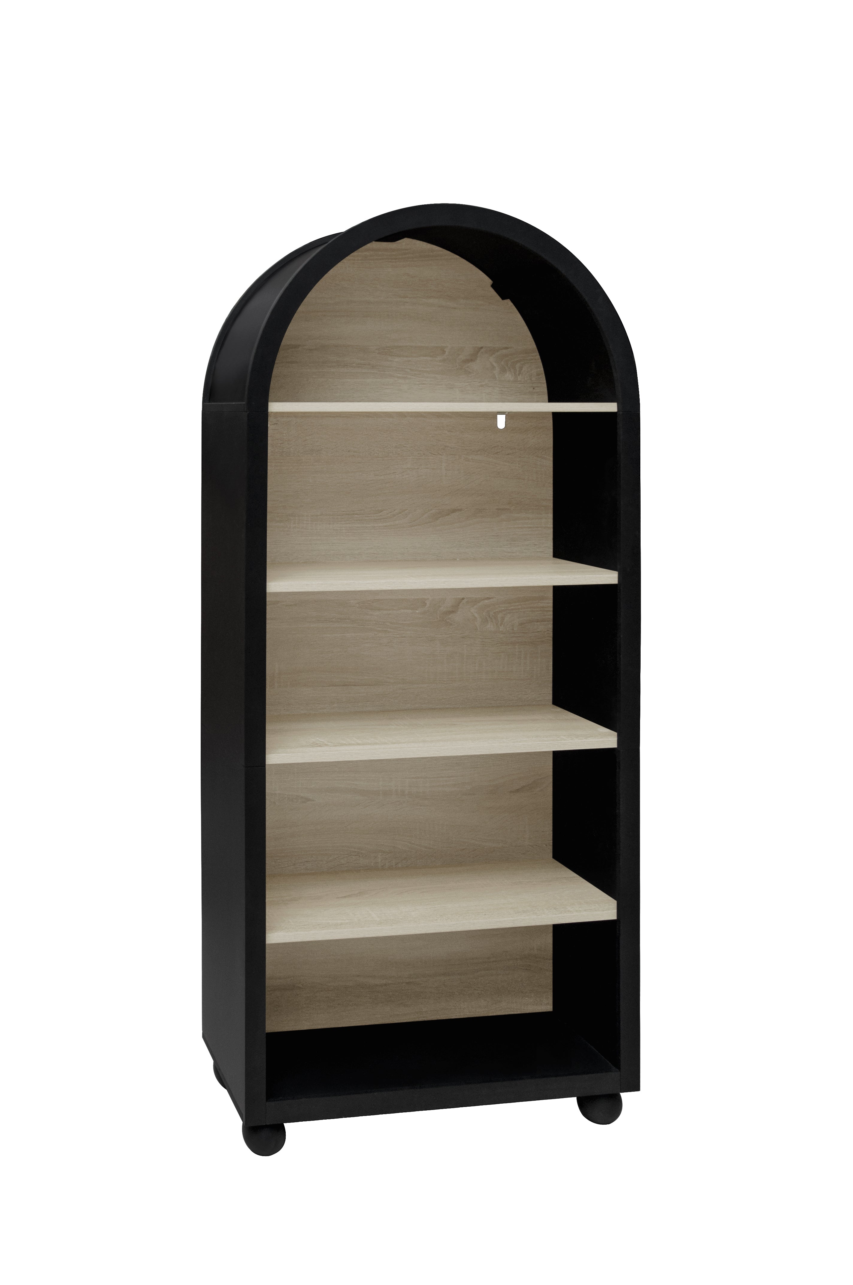 Logidon boekenkast metalen frame zwart naturel hout 70,5 x 30 x 161 cm