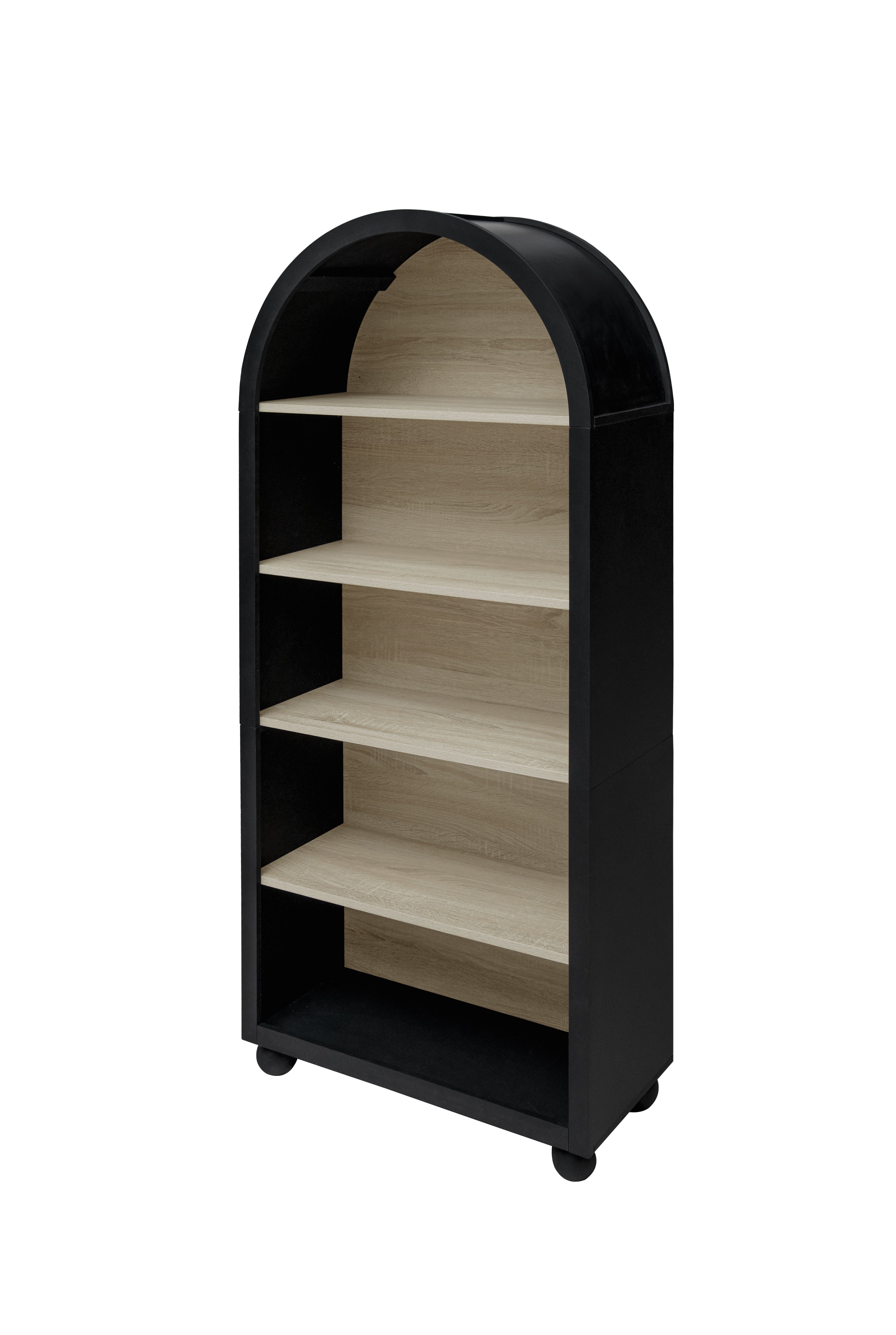 Logidon boekenkast metalen frame zwart naturel hout 70,5 x 30 x 161 cm
