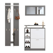 Logidon wandkapstokset 80 x 25 x 96,5 cm grijs witte spiegel