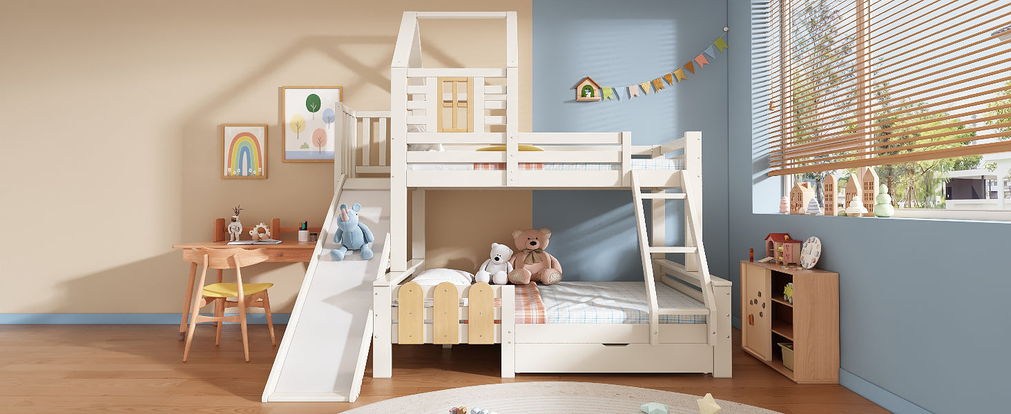 Logidon stapelbed 90x200/140x200 schuiflaadladder blokhut design