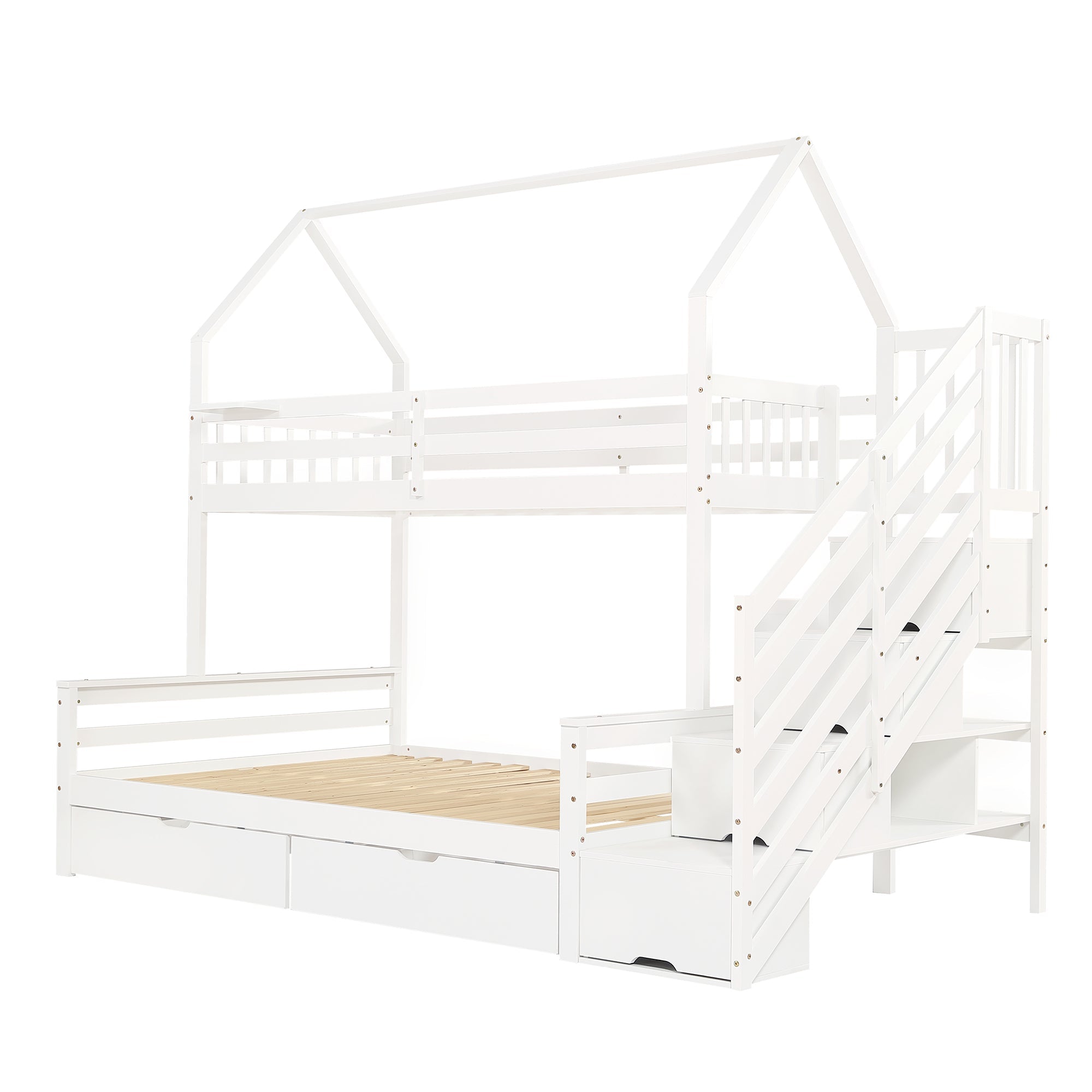 Logidon stapelbed kinderbed wit 90x200 en 140x200 met dakdesign