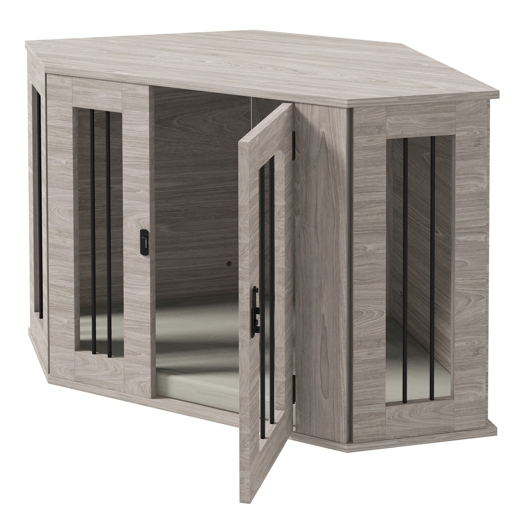 Logidon hondenkooi walnoot 104x55x63 cm met kussen en deursluiting