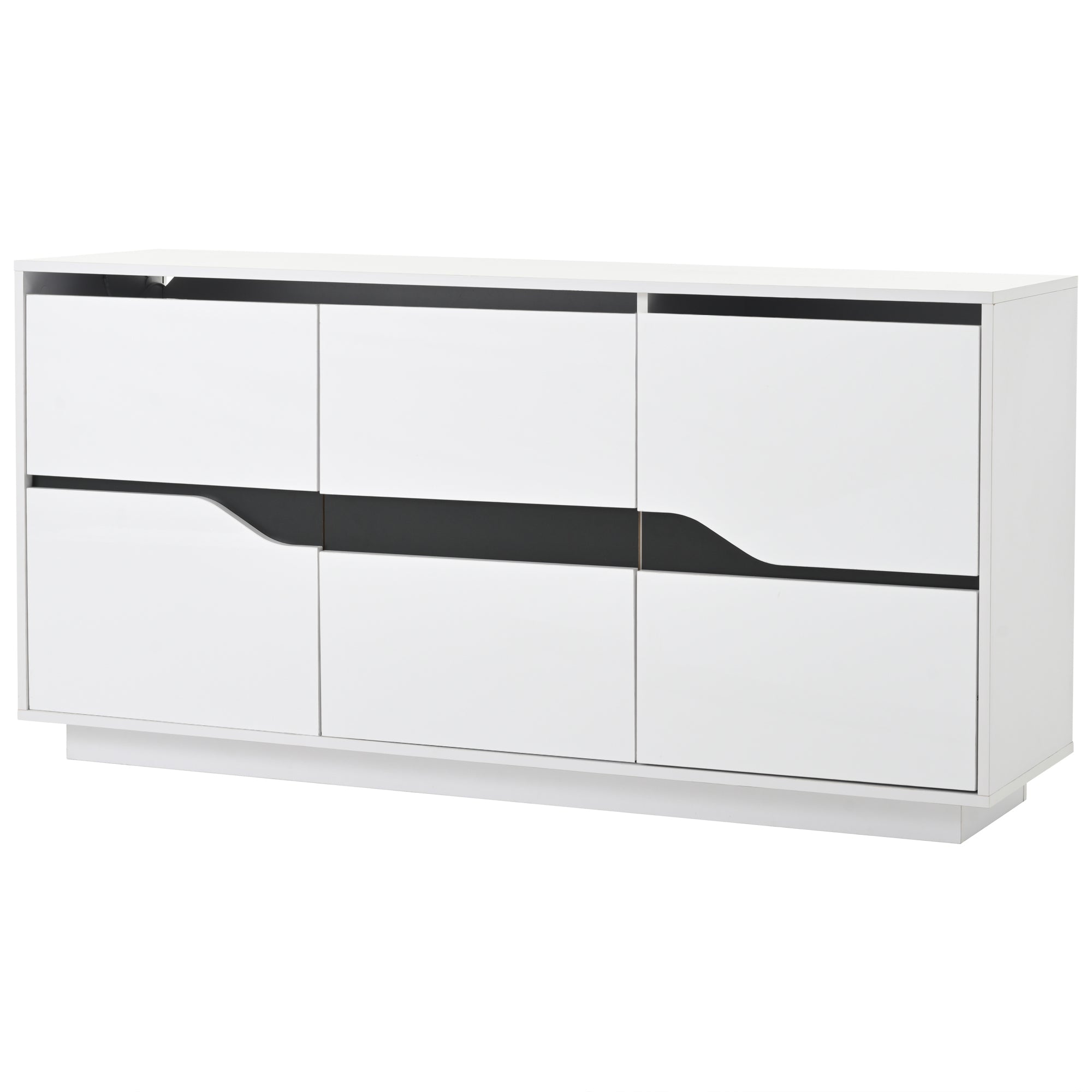 Logidon Sideboard 140x40x76 Cm White Black With 3 Doors LED