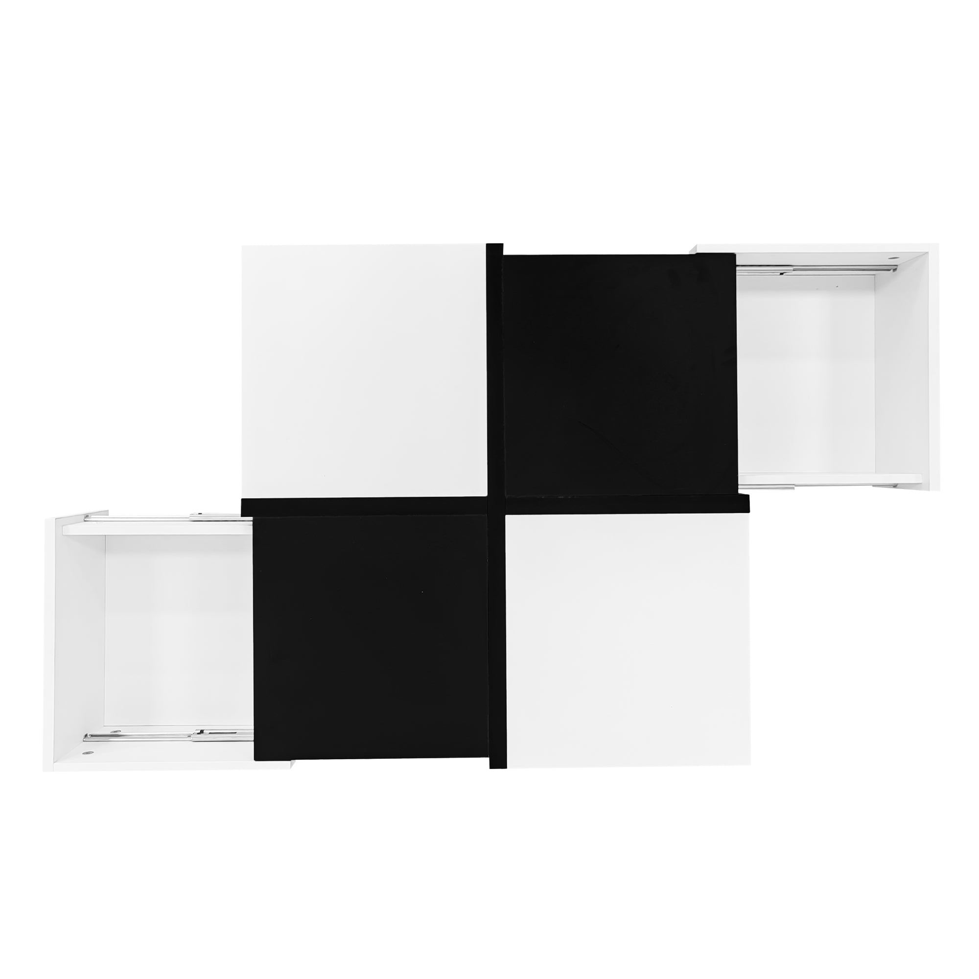 Logidon Moderne Salontafel Zwart Wit 70x70x35,5 cm Met 2 Laden