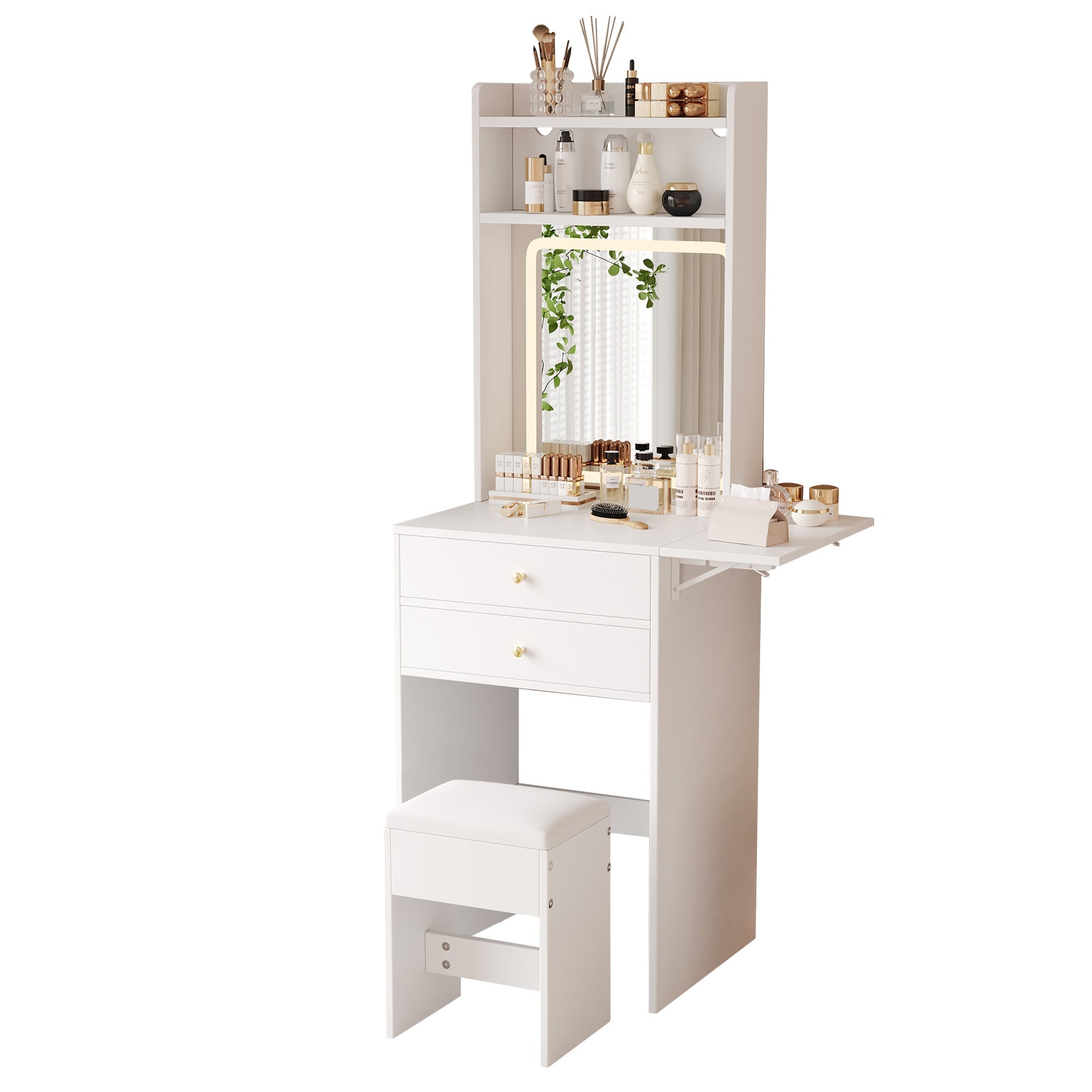 Logidon Kaptafel Verstelbaar LED-verlichting Wit 75×156×45 cm