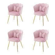 Logidon Set of 4 Pink Velvet Chairs with Petal Backs and Gold Legs