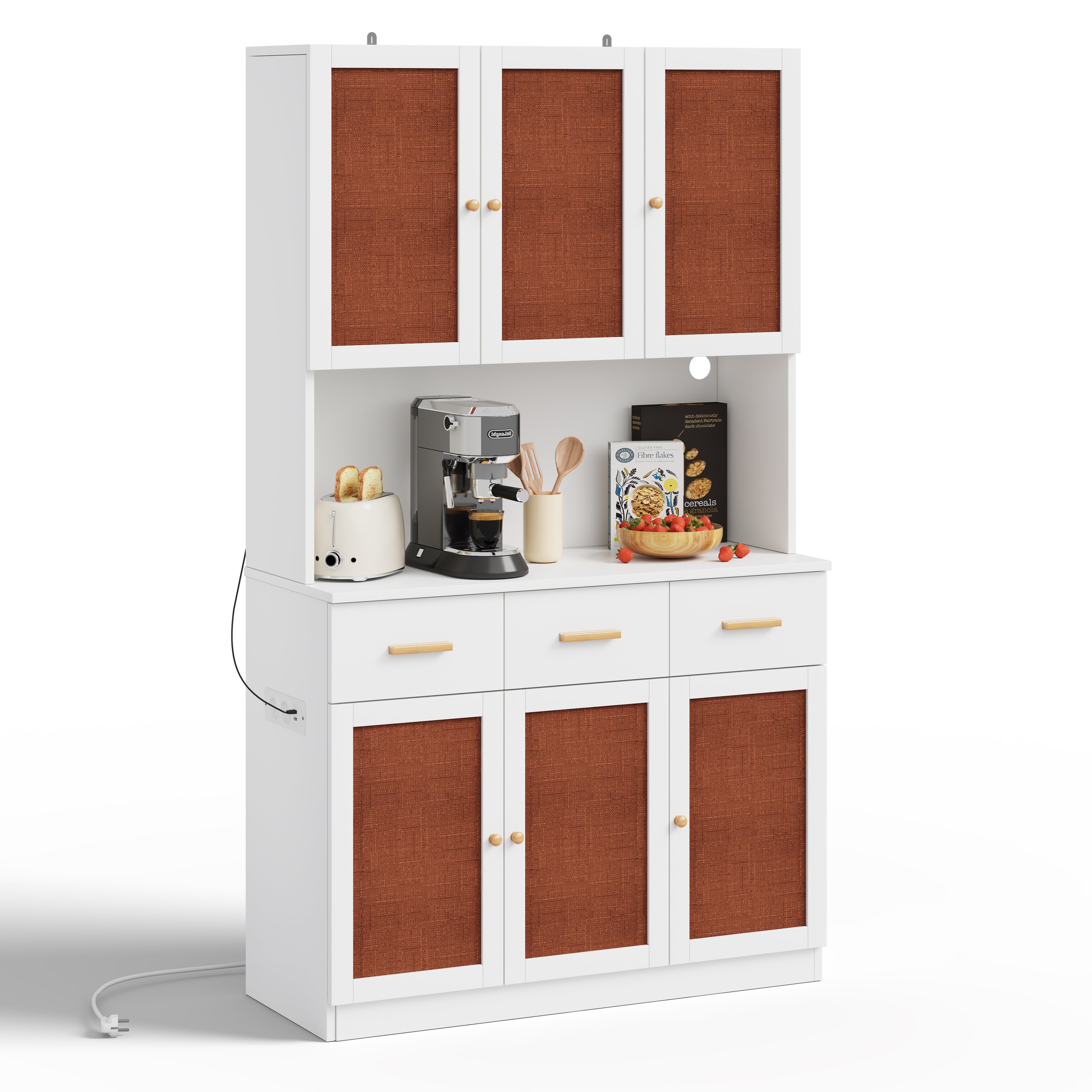 Logidon keukenbuffetkast 182 cm wit LED-verlichting stopcontact