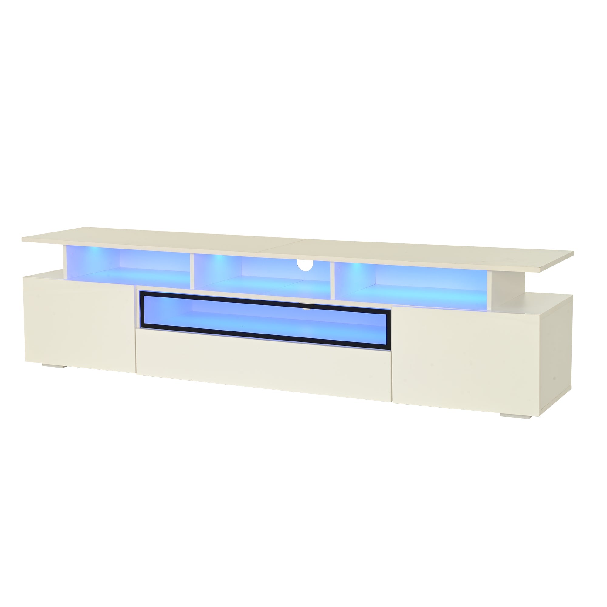 Logidon TV-meubel wit 180x38x45 cm met LED-verlichting 2 deuren 1 lade