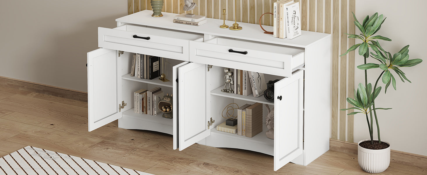 Logidon Dressoir 160 x 40 x 85 cm – Wit dressoir met 2 lades