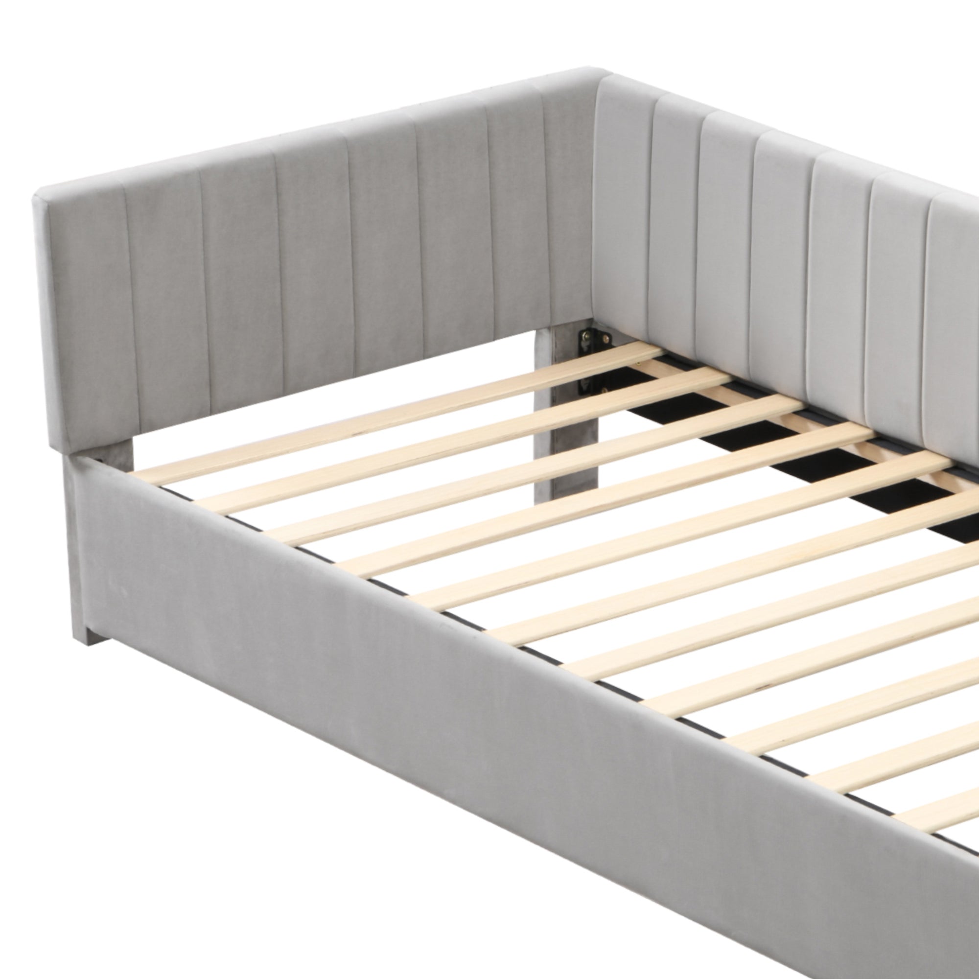 Logidon gestoffeerd bed 90x200 grijs met lattenbodem multifunctioneel bed