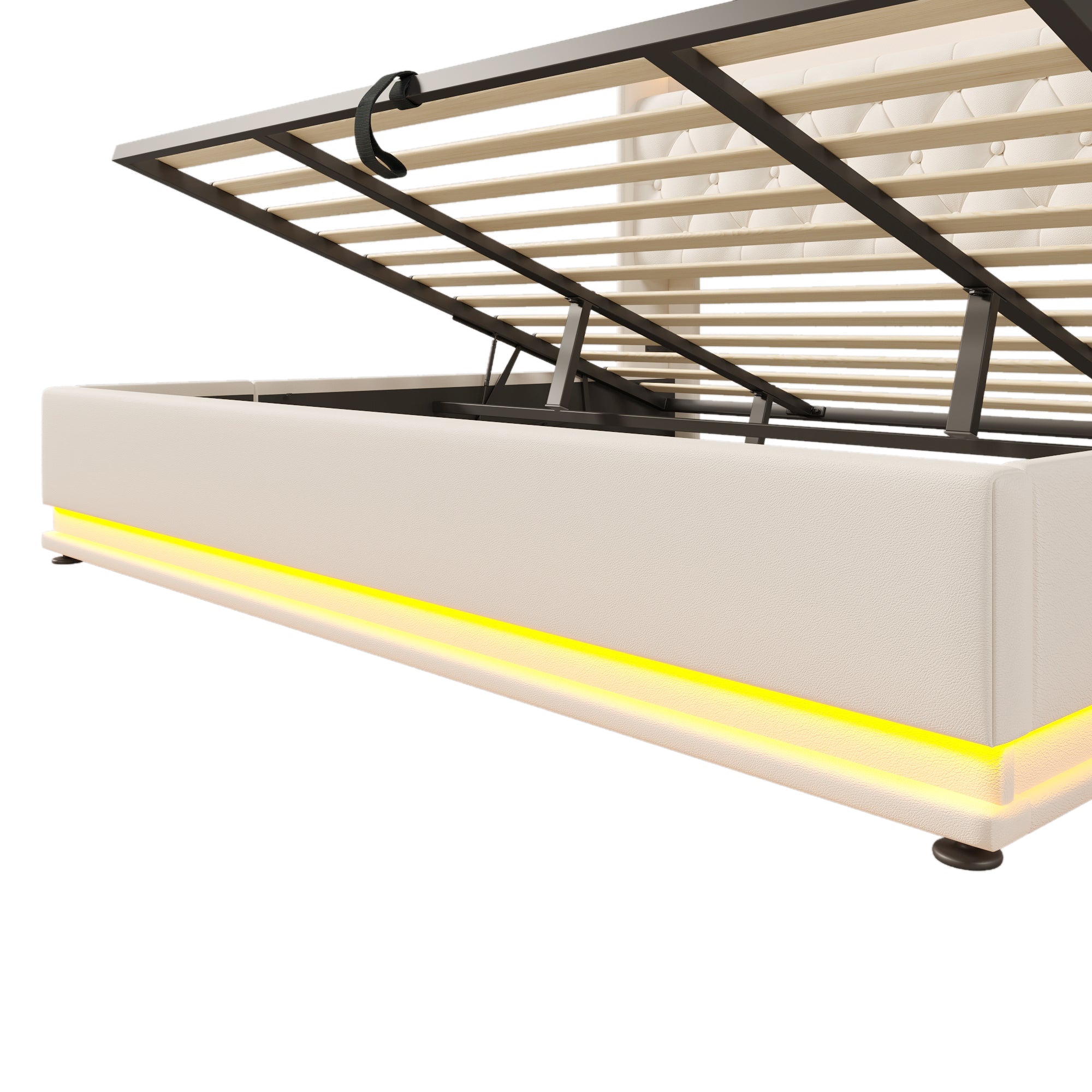 Logidon gestoffeerd bed tweepersoonsbed 180x200 cm wit PU, 360 surround LED