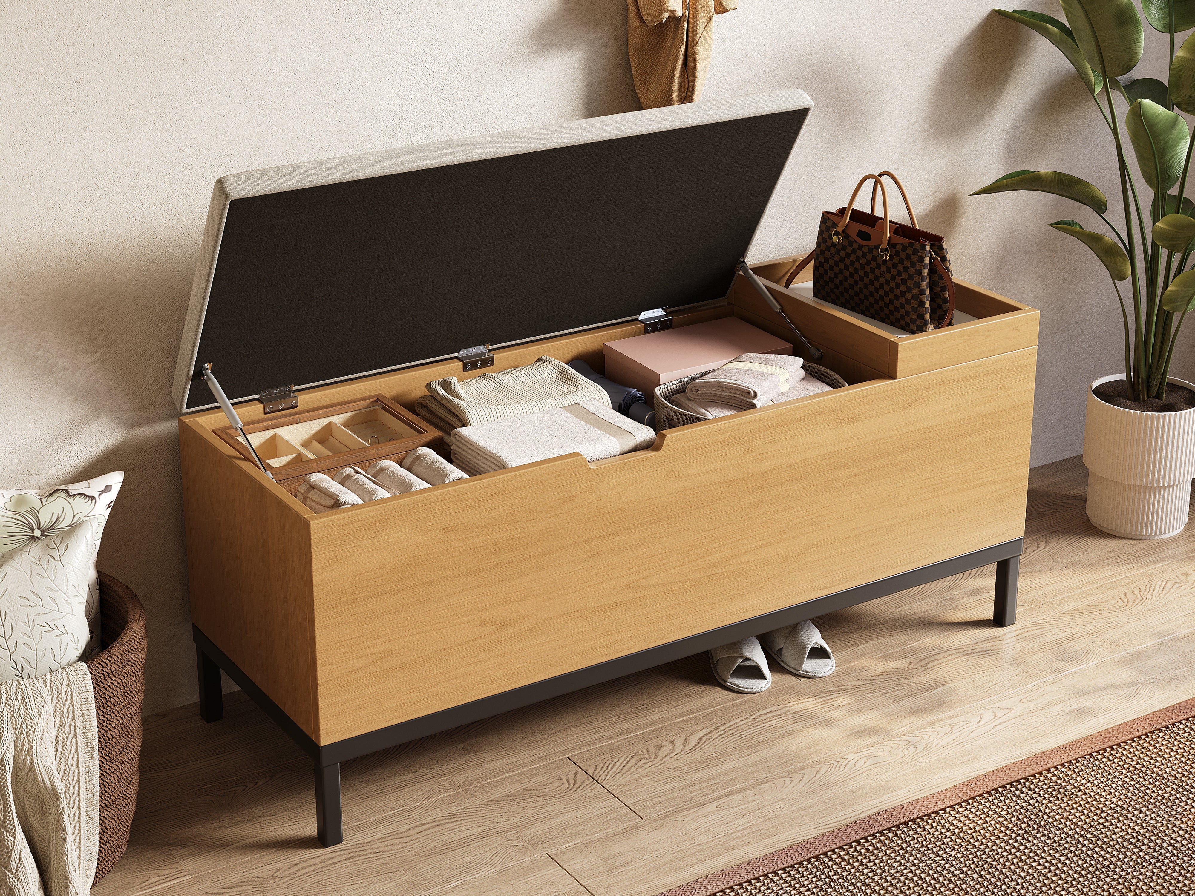 Logidon schoenenbank opbergbank naturel 115 x 40 x 49,5 cm