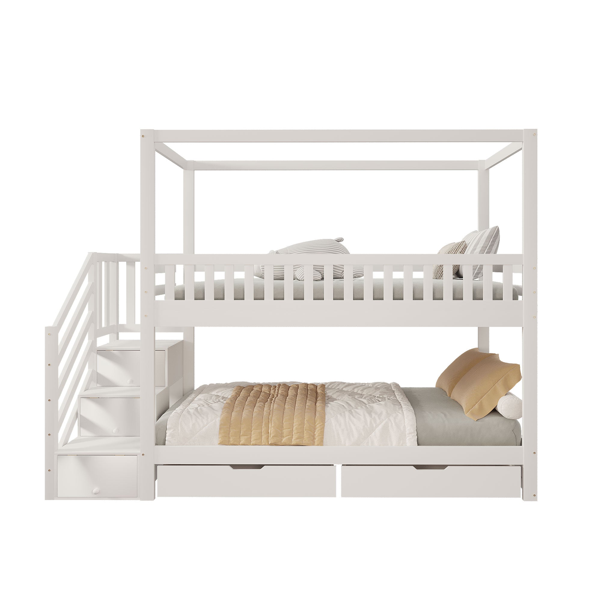 Logidon kinderstapelbed 90x200 witte huisvorm veiligheidsladder