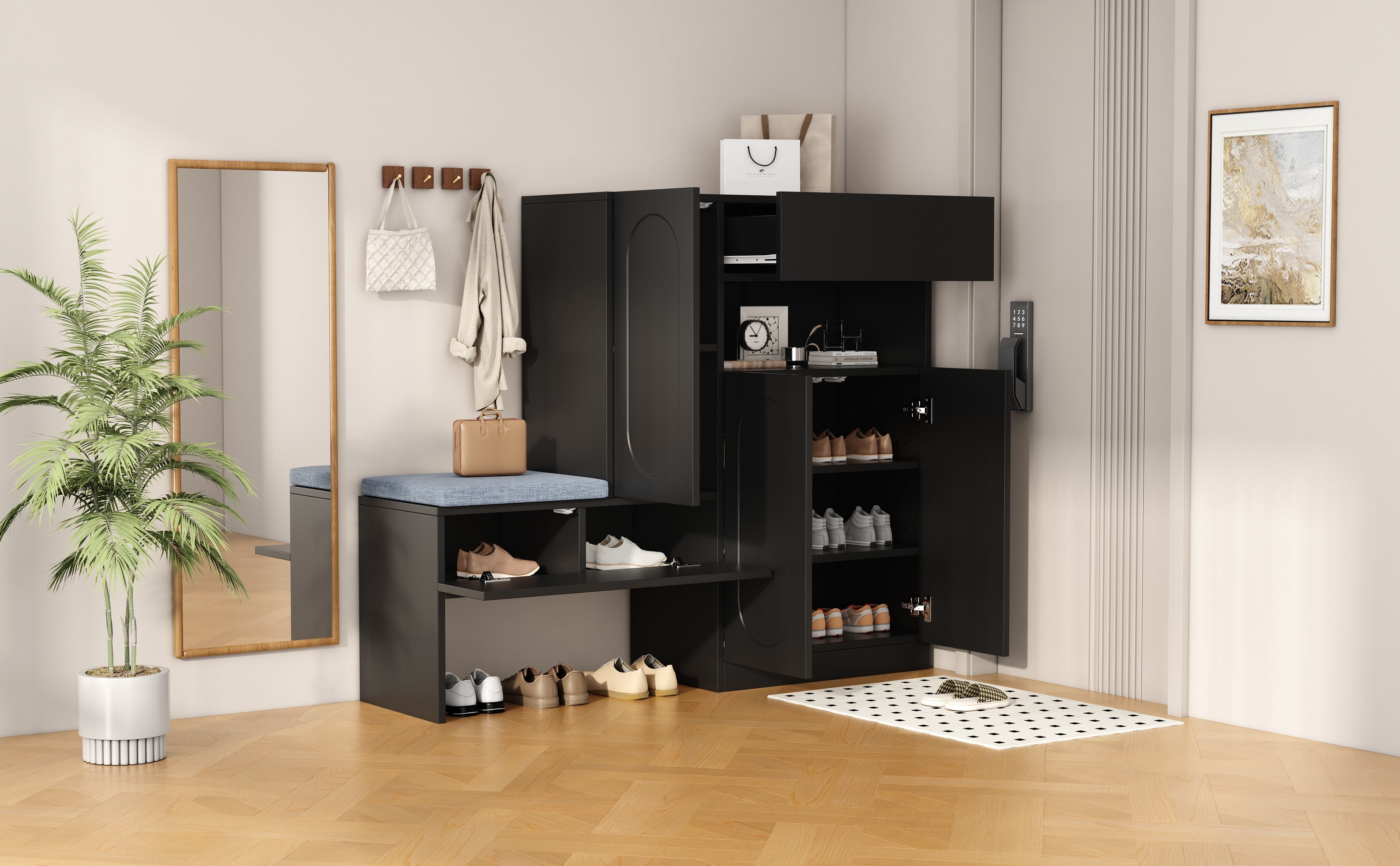 Logidon Trendy 2-in-1 Schoenenkast Zwart 130x35x110 cm Soft Close