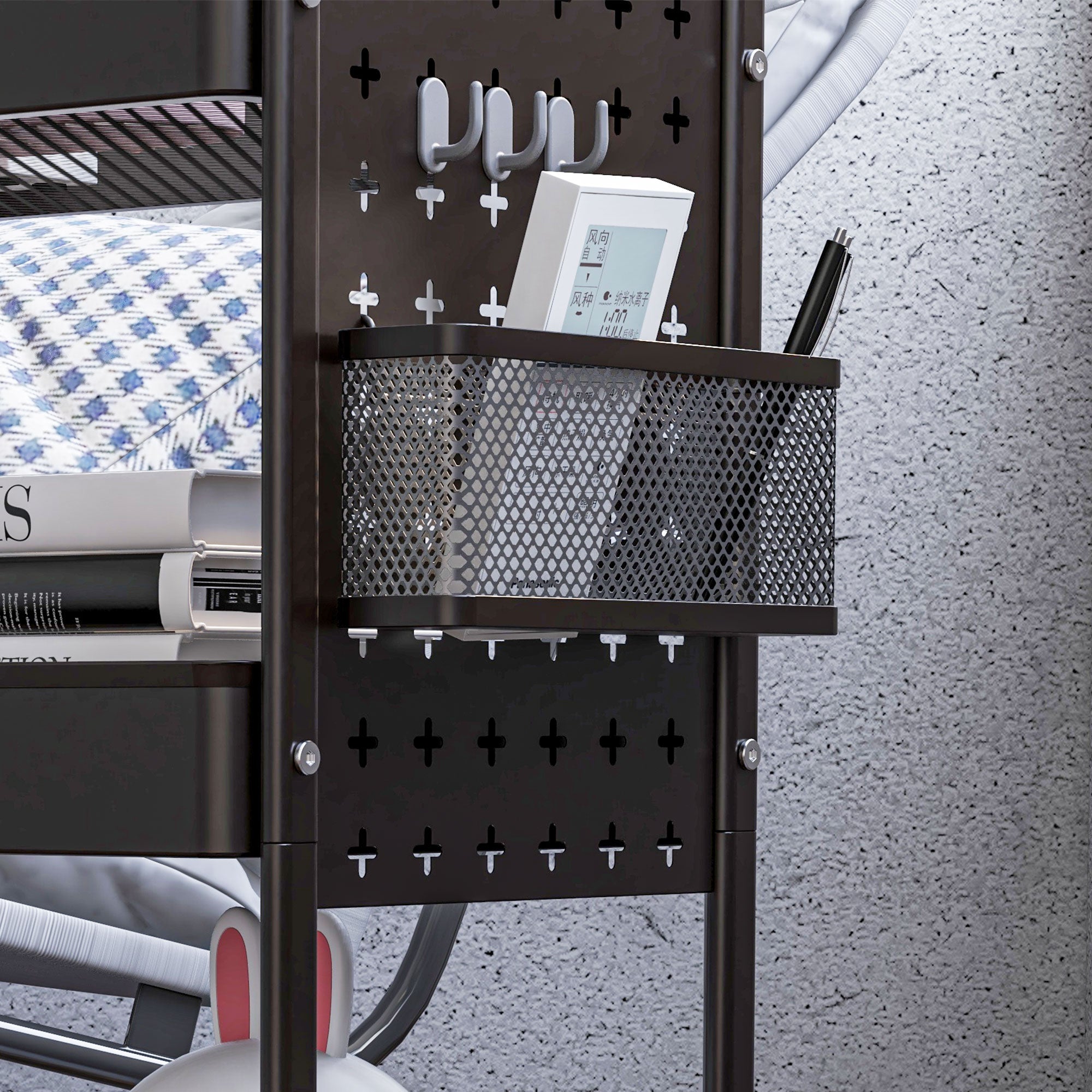 Logidon trolley serveerwagen zwart staal 3 niveaus 53,5x30,5x75 cm