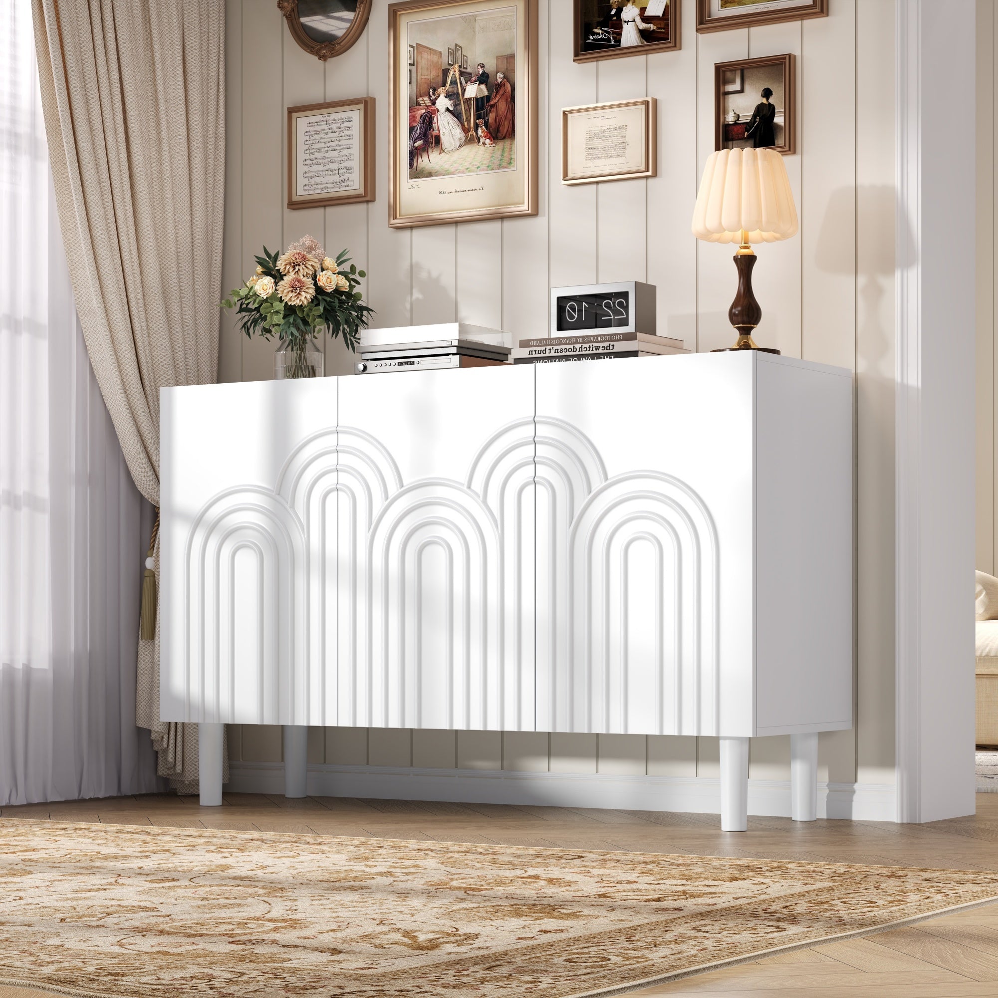 Logidon Dressoir 120x38,5x79 cm Wit MDF met 3 deuren