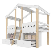 Logidon halfhoogslaper 90x200 huisvorm LED-lichtstrip 2 lades