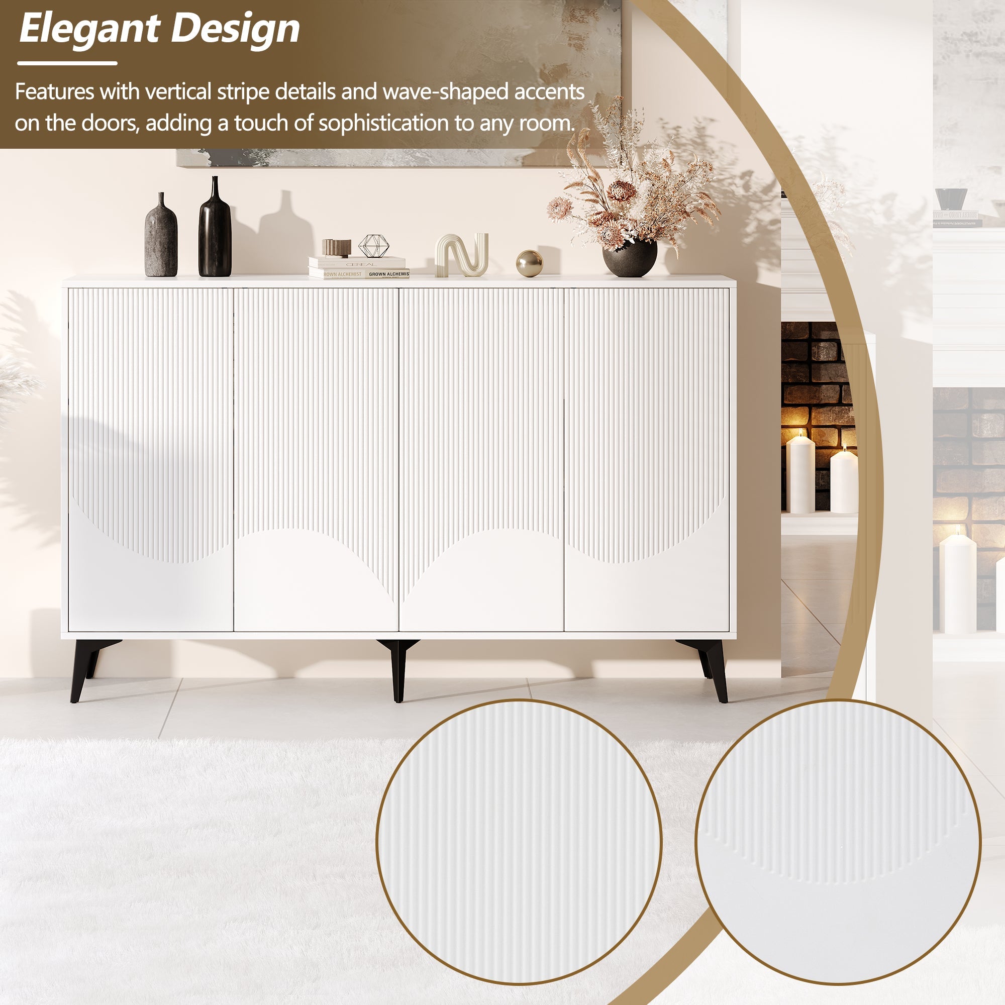 Logidon Wit Dressoir, 160 cm breed, verstelbare planken