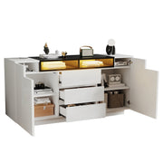 Logidon wit hoogglans dressoir 140 cm met LED, 2 deuren, 3 lades