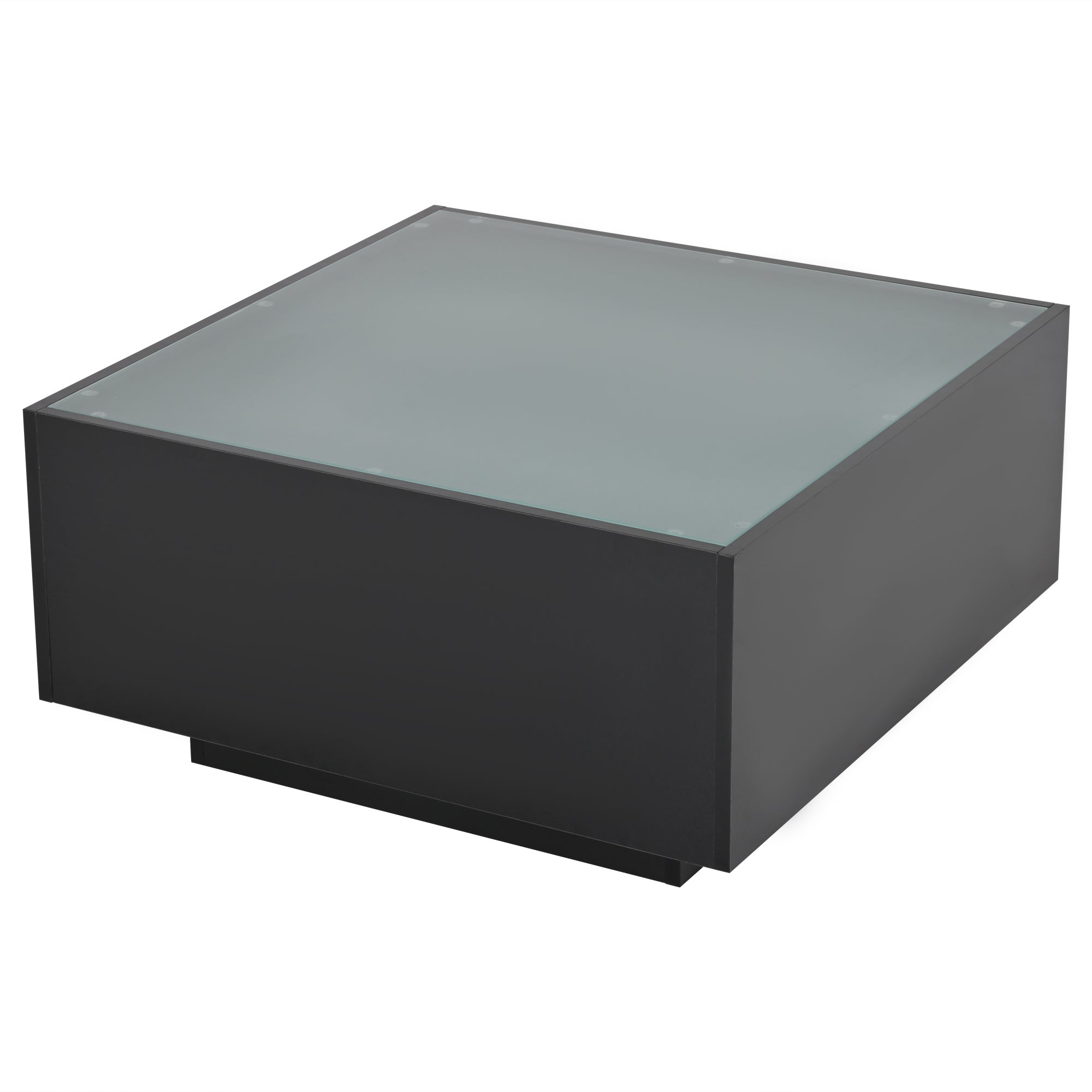 Logidon salontafel 70x70 cm glazen tafelblad LED zwart