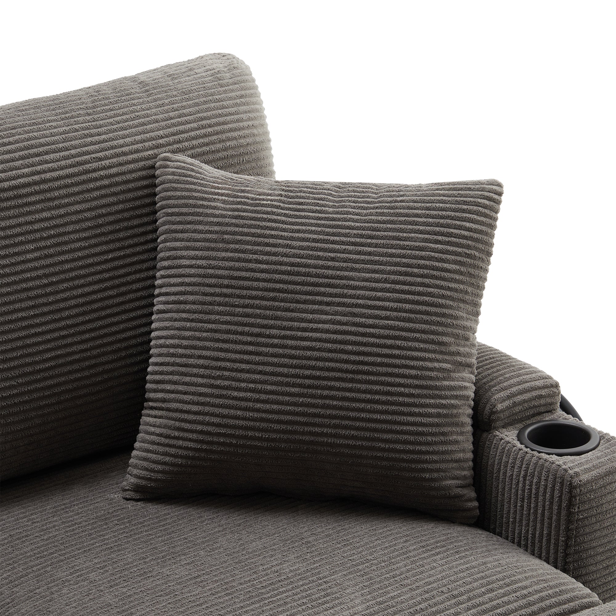 Logidon L-vorm Hoekbank Donkergrijs Corduroy Met USB-oplader
