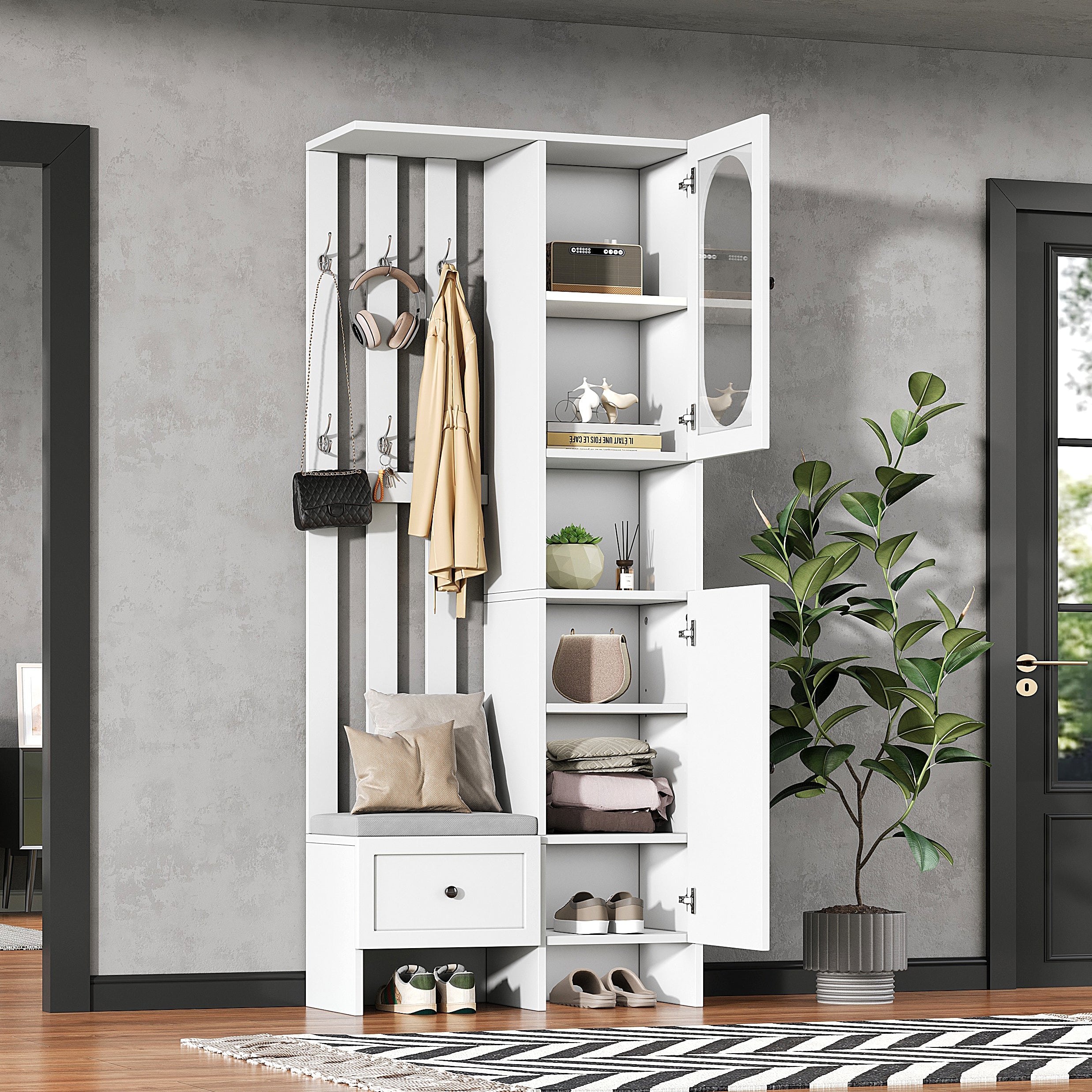 Logidon compacte kledingkast 85x33,5x200 cm wit 2 kasten