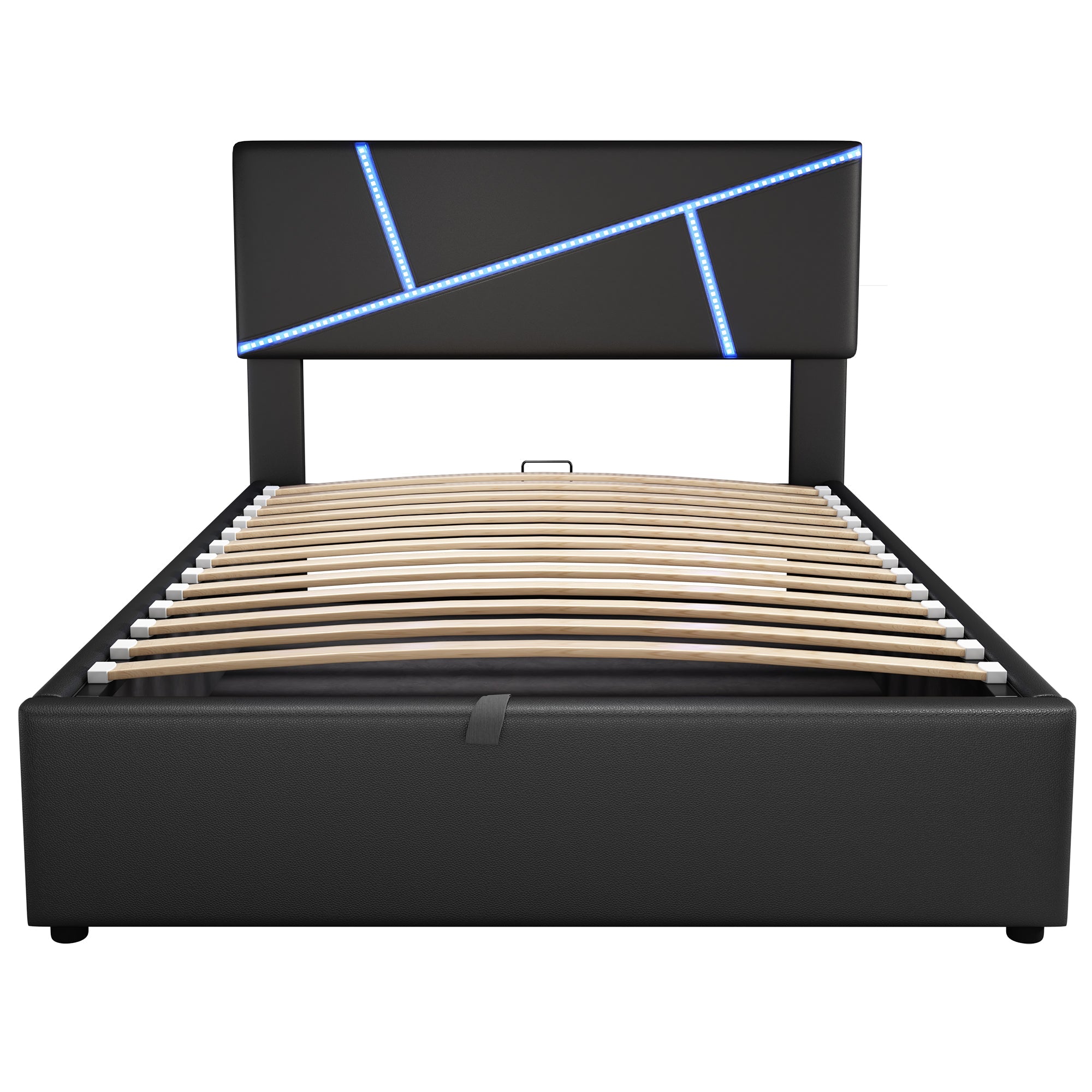 Logidon comfortabel gestoffeerd bed 90x200 zwarte LED-lichtstrips