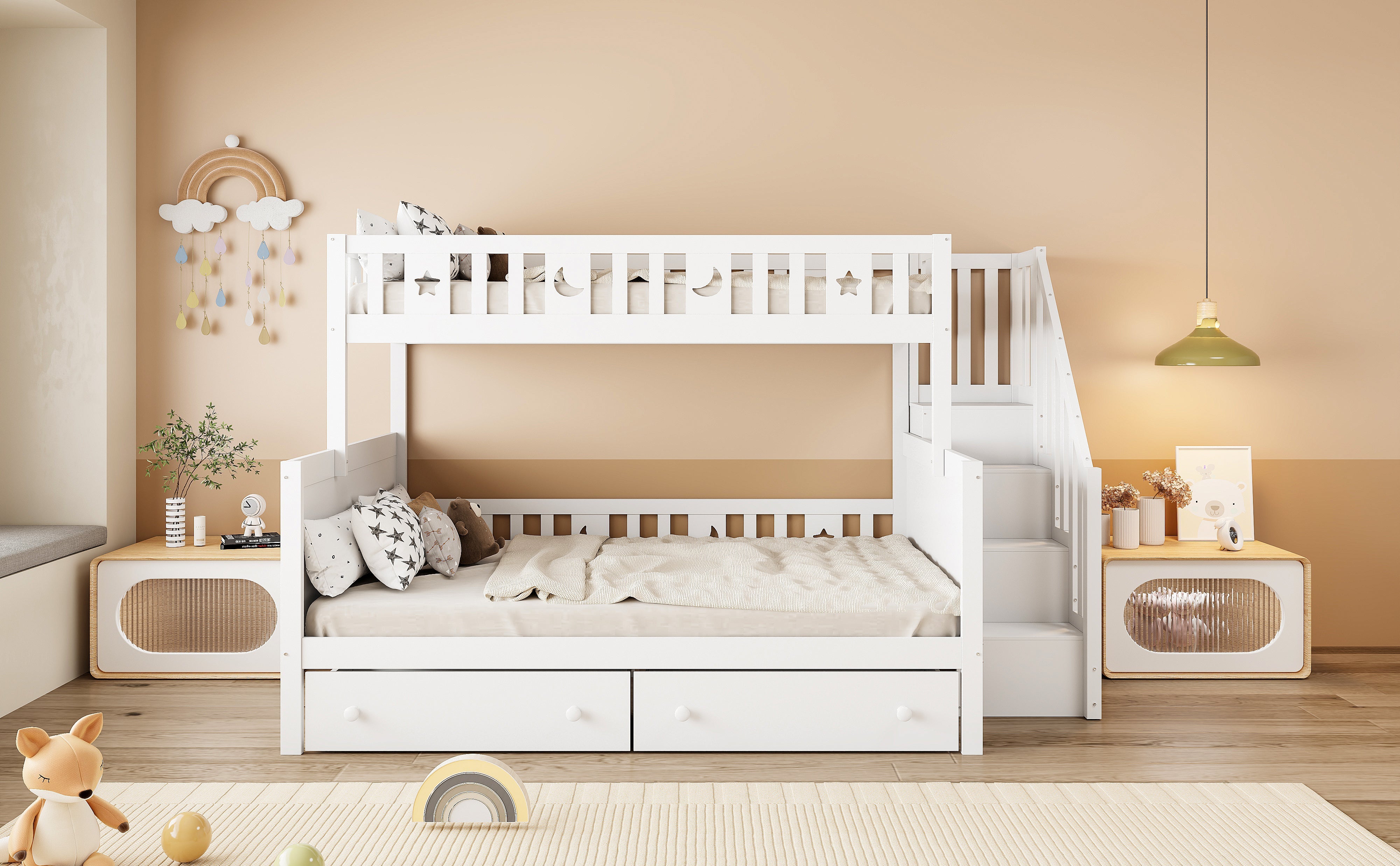 Logidon kinderstapelbed 90x200/140x200 wit met veiligheidstrap