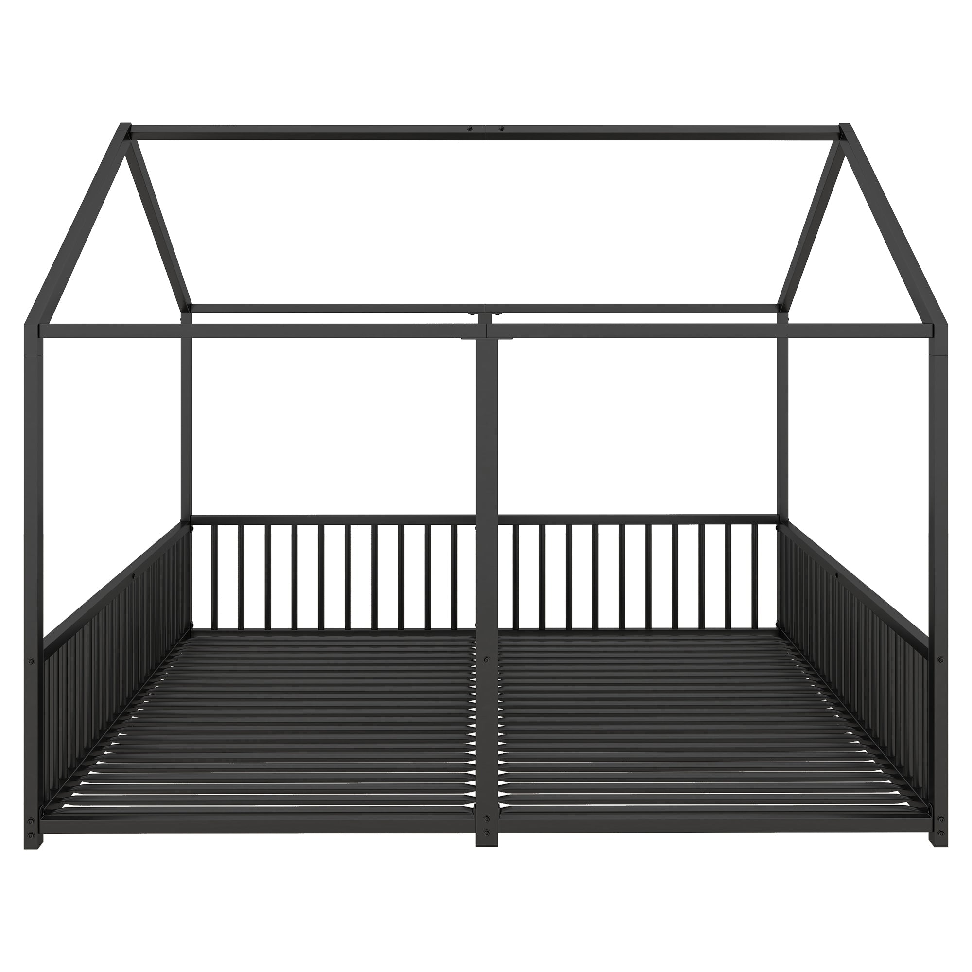 Logidon Metalen Bed Kinderbed 90x200 cm Zwart met Reling