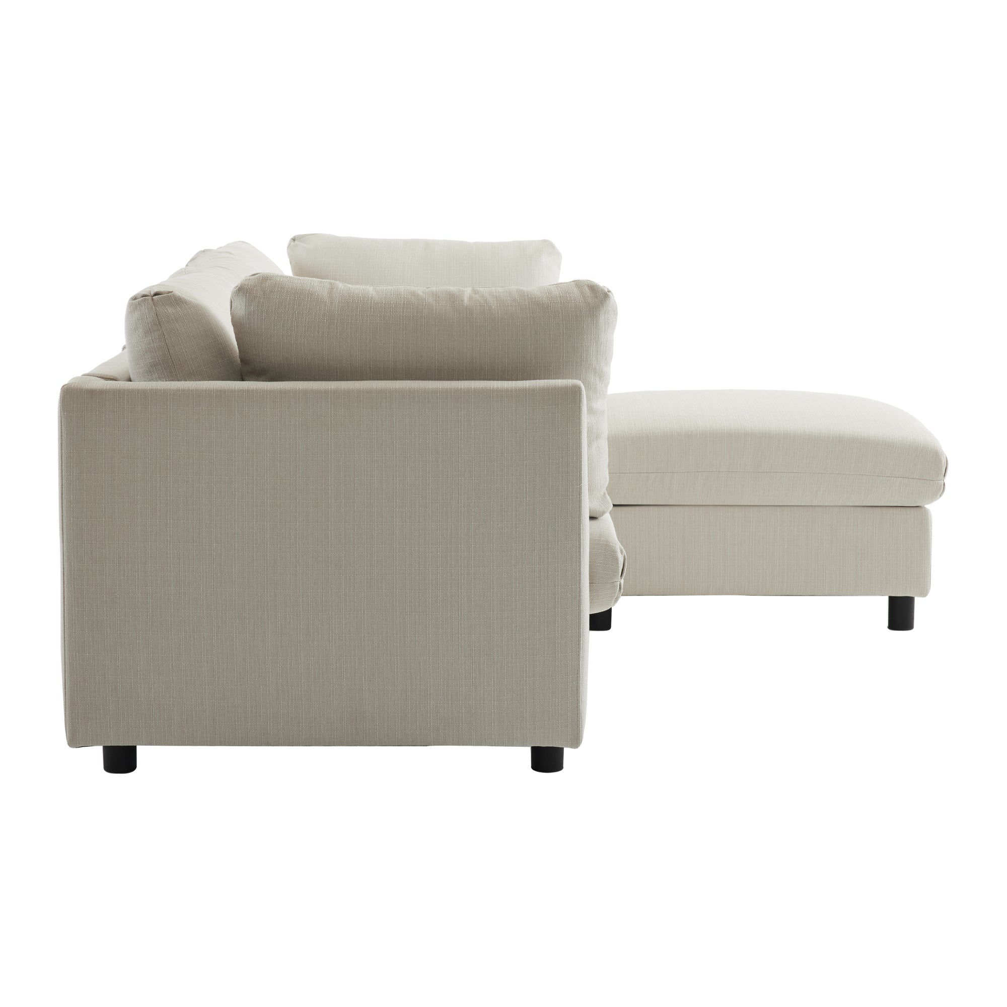 Logidon hoekbank beige stof moderne driezitsbank met voetenbank