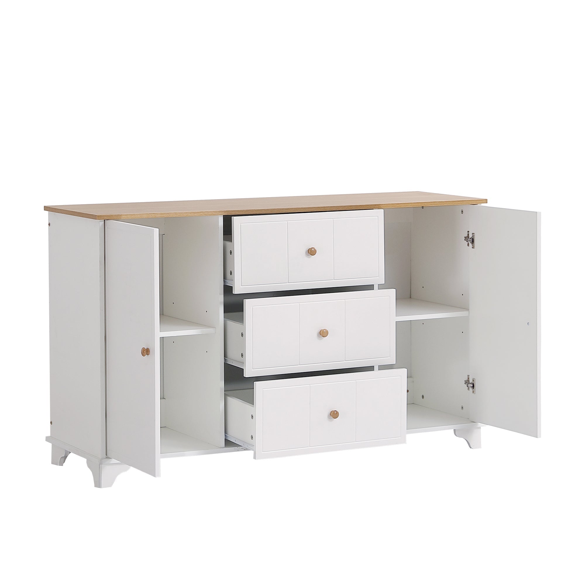 Logidon classic chest of drawers white natural with 3 drawers and 2 doors