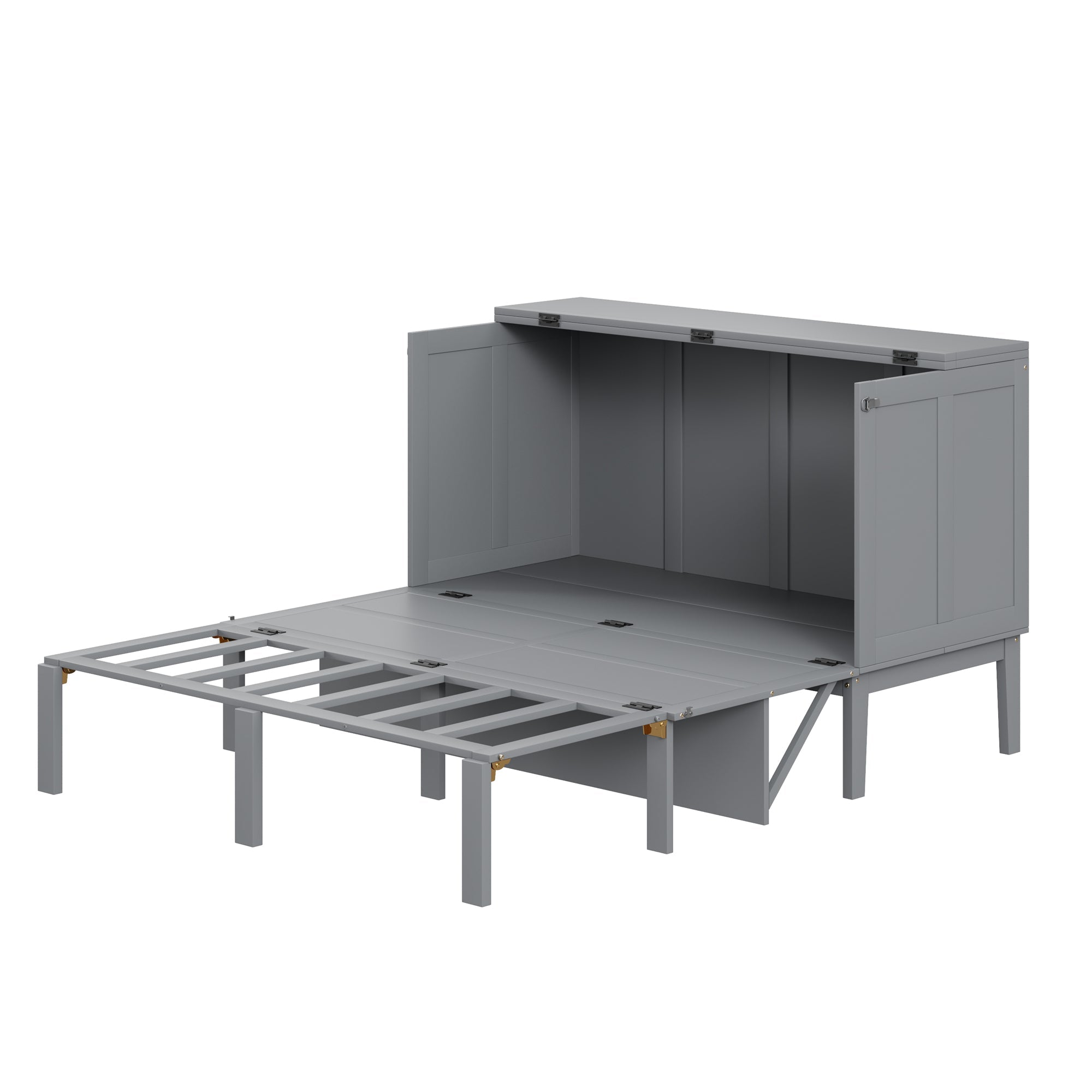 Logidon bedkast 140x200 cm grijs opklapbed met lattenbodem