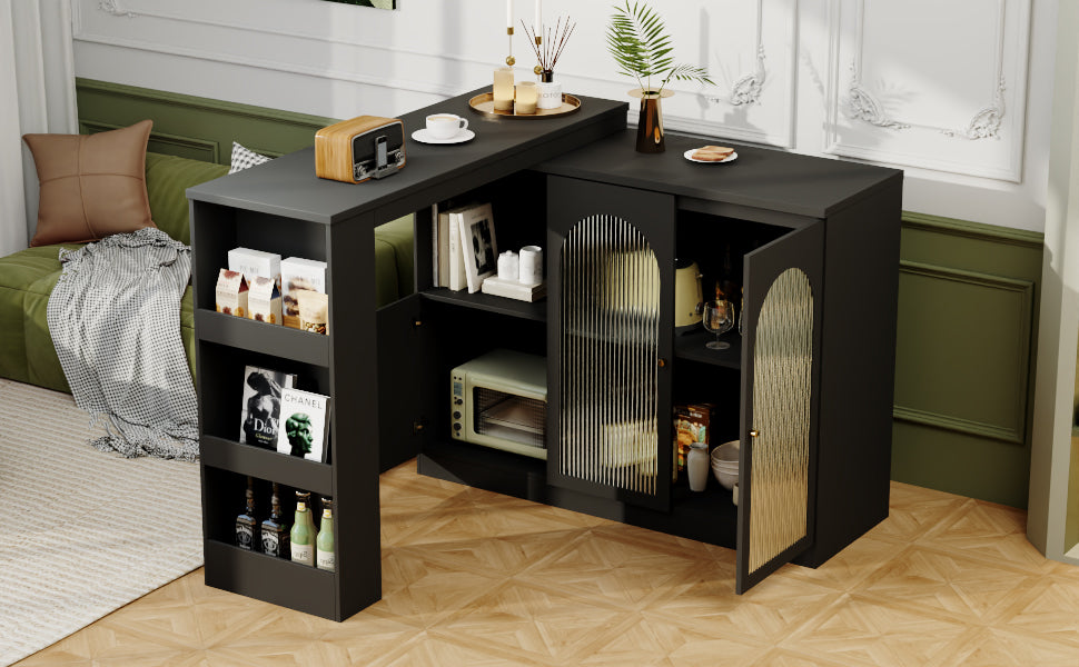 Logidon 360° Rotating Bar Table Black 120x40x97 cm Glass Doors