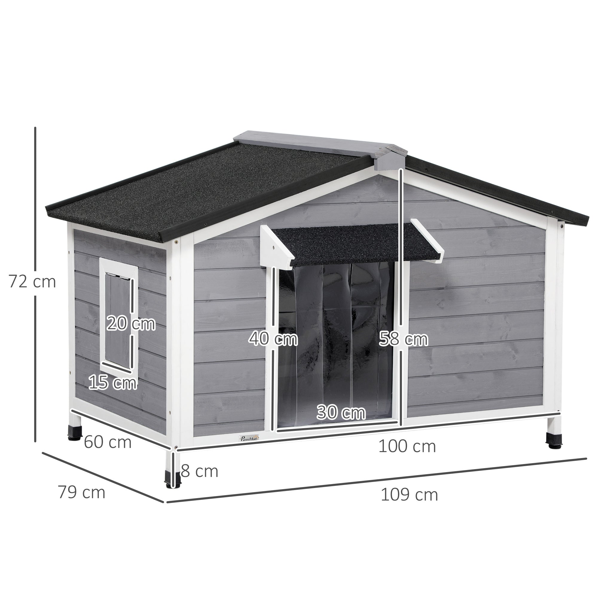 Logidon Dog Kennel Made of Fir Wood Weatherproof Roof Opening 109x79x72 Cm