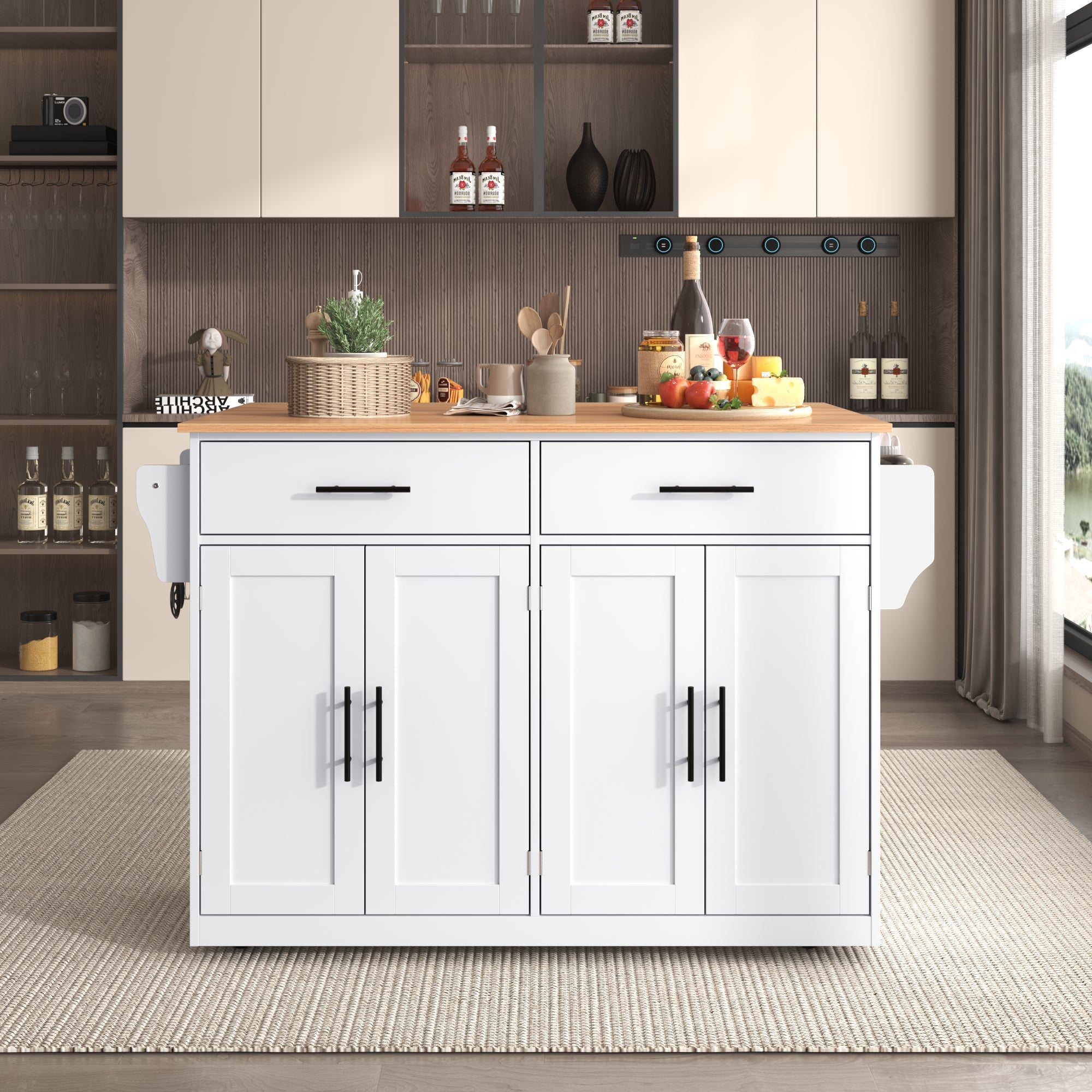 Logidon serving trolley with folding table top white 120x71x91 cm
