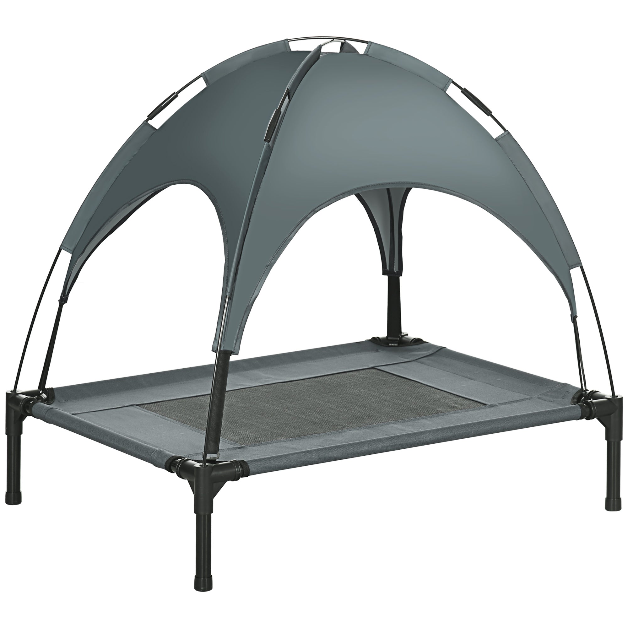 Logidon PawHut Outdoor Hondenligstoel Met Dak Grijs 76x61x73cm