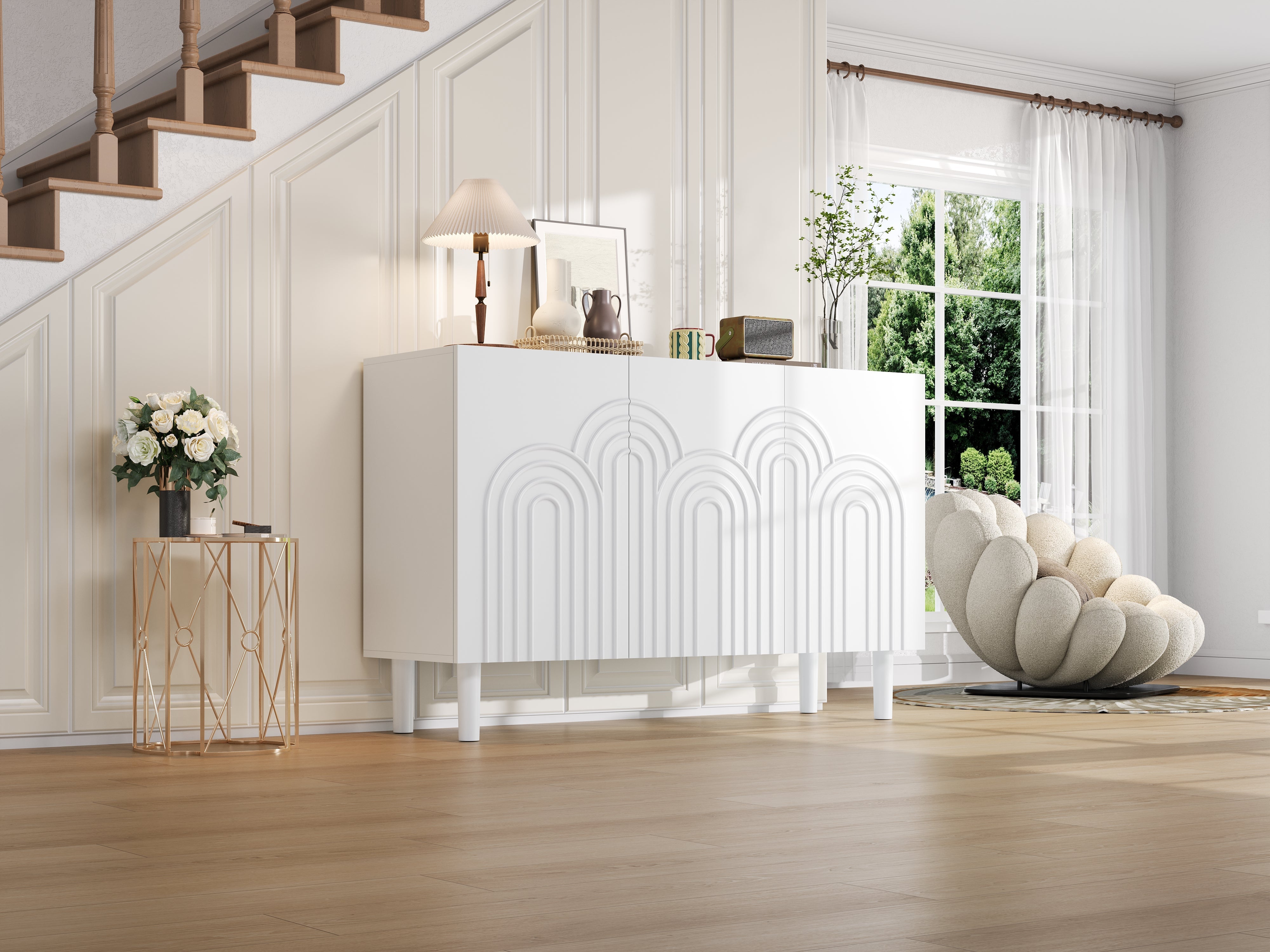 Logidon Dressoir 120x38,5x79 cm Wit MDF met 3 deuren