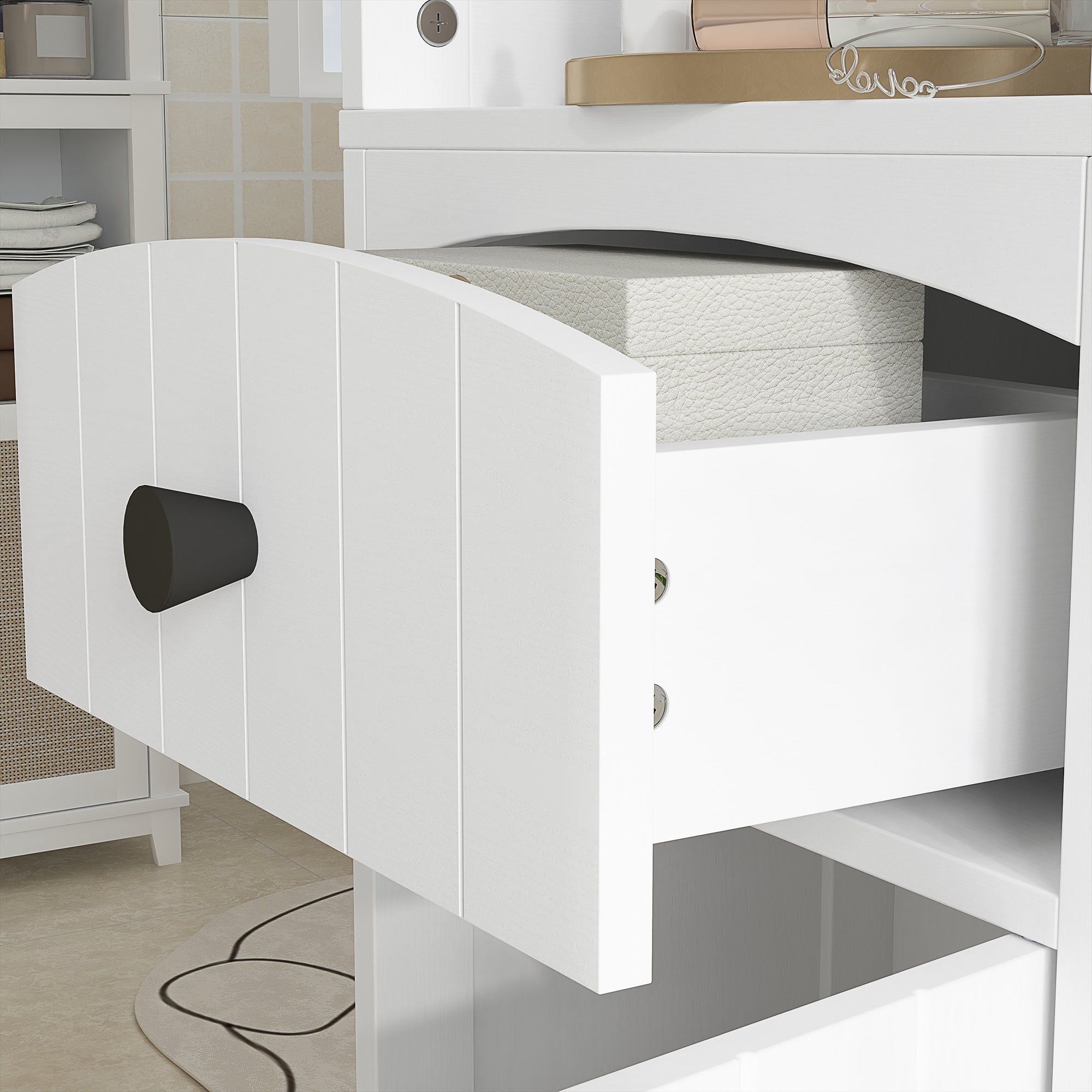 Logidon tall bathroom cabinet white 3 shelves, 1 drawer 34x24x170.5 cm