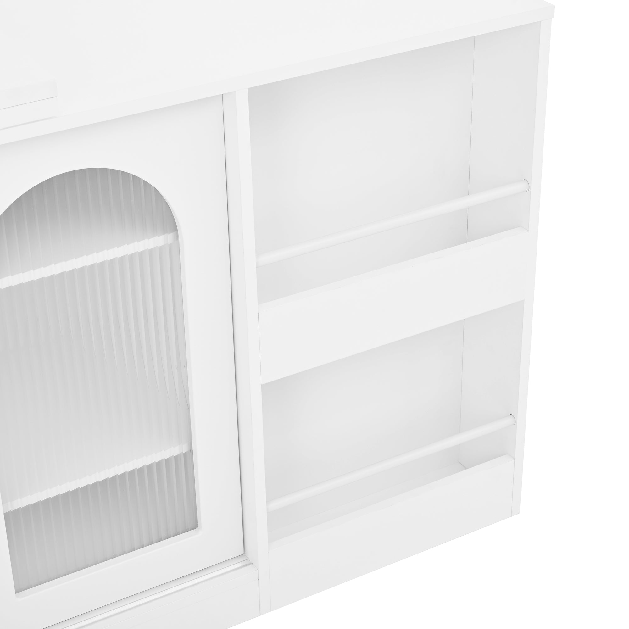 Logidon Moderne Bartafel Wit Uitschuifbaar 360 Graden Draaibaar met Opbergruimte