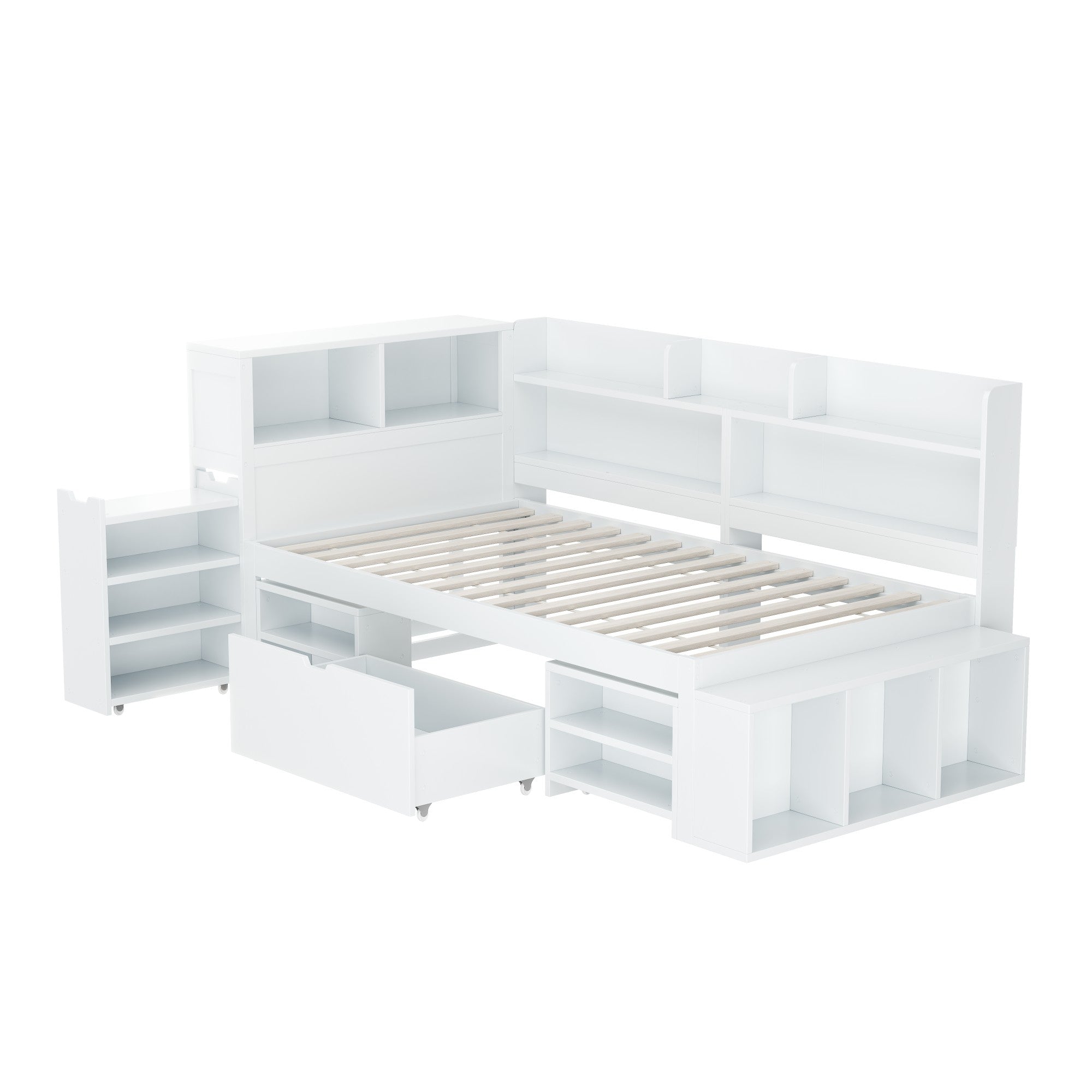 Logidon 90x190 kinderbed wit multifunctioneel bed met opbergruimte