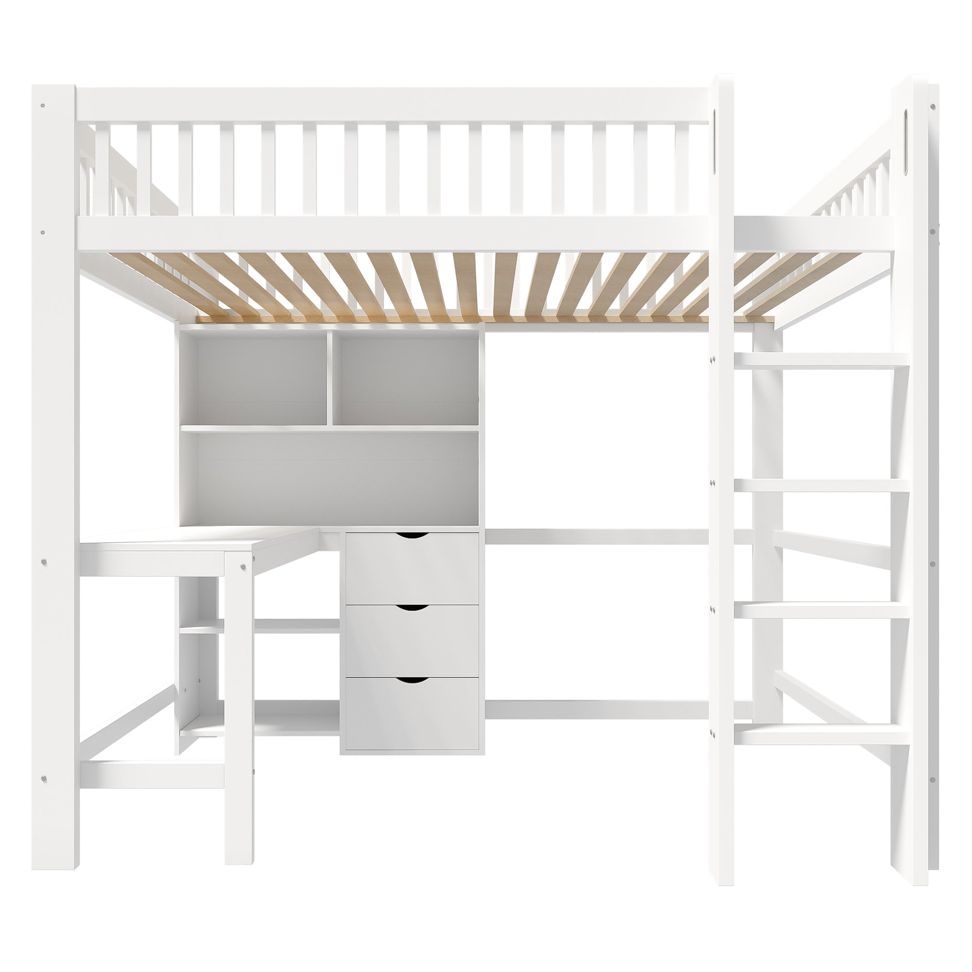 Logidon hoogslaper 140x200 cm met bureau en opbergruimte wit