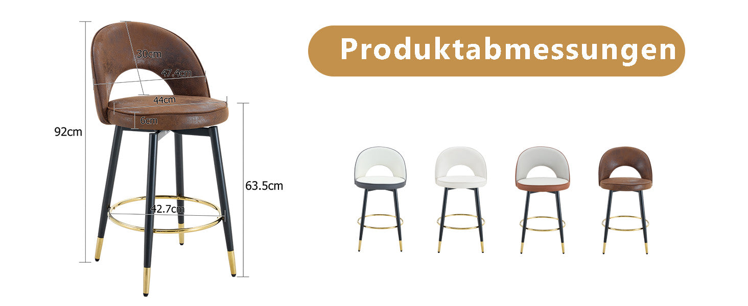Logidon 360° draaibare barstoel bruin technologie stof set van 2