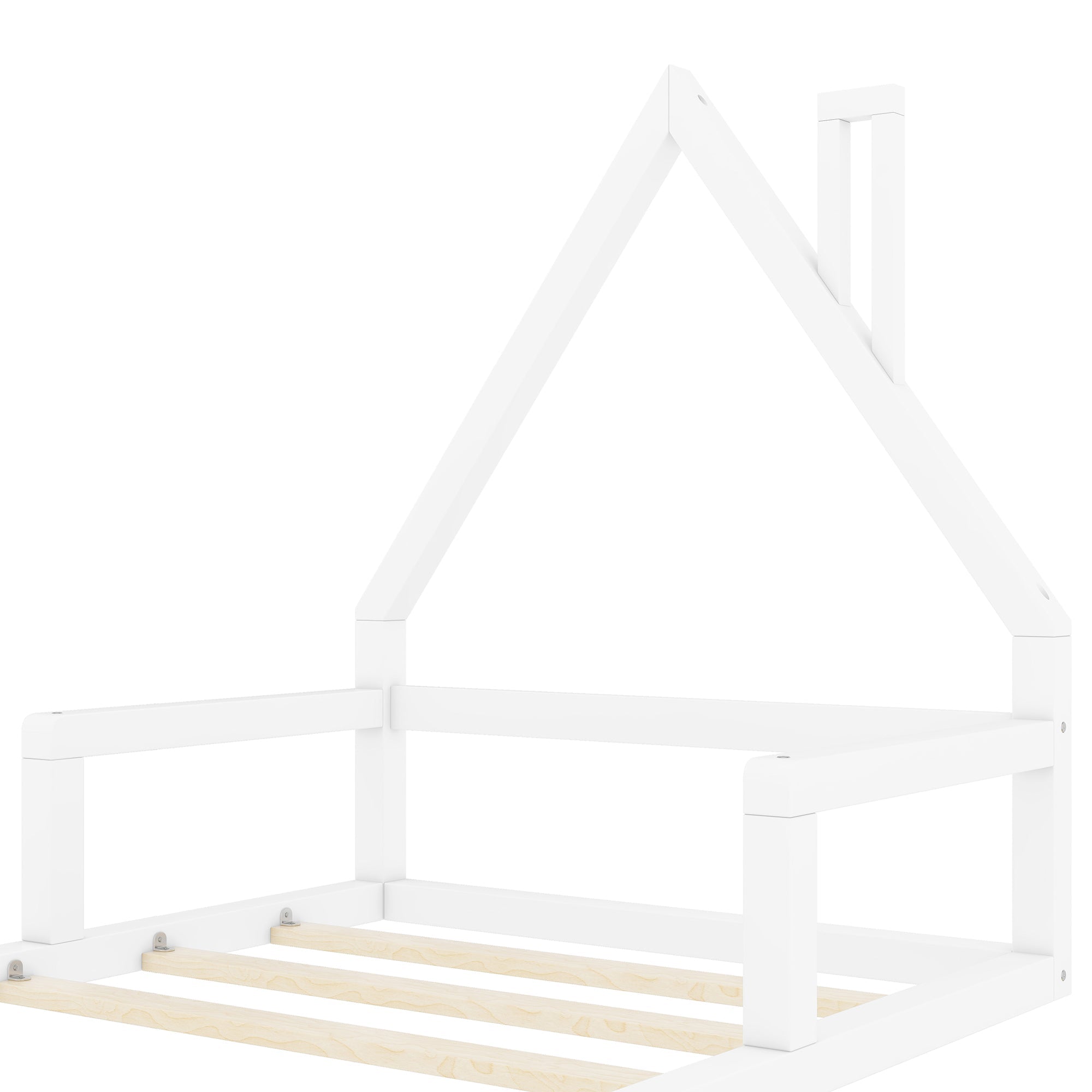 Logidon kinderbed 90x200 cm huisvorm plat bed massief grenen wit