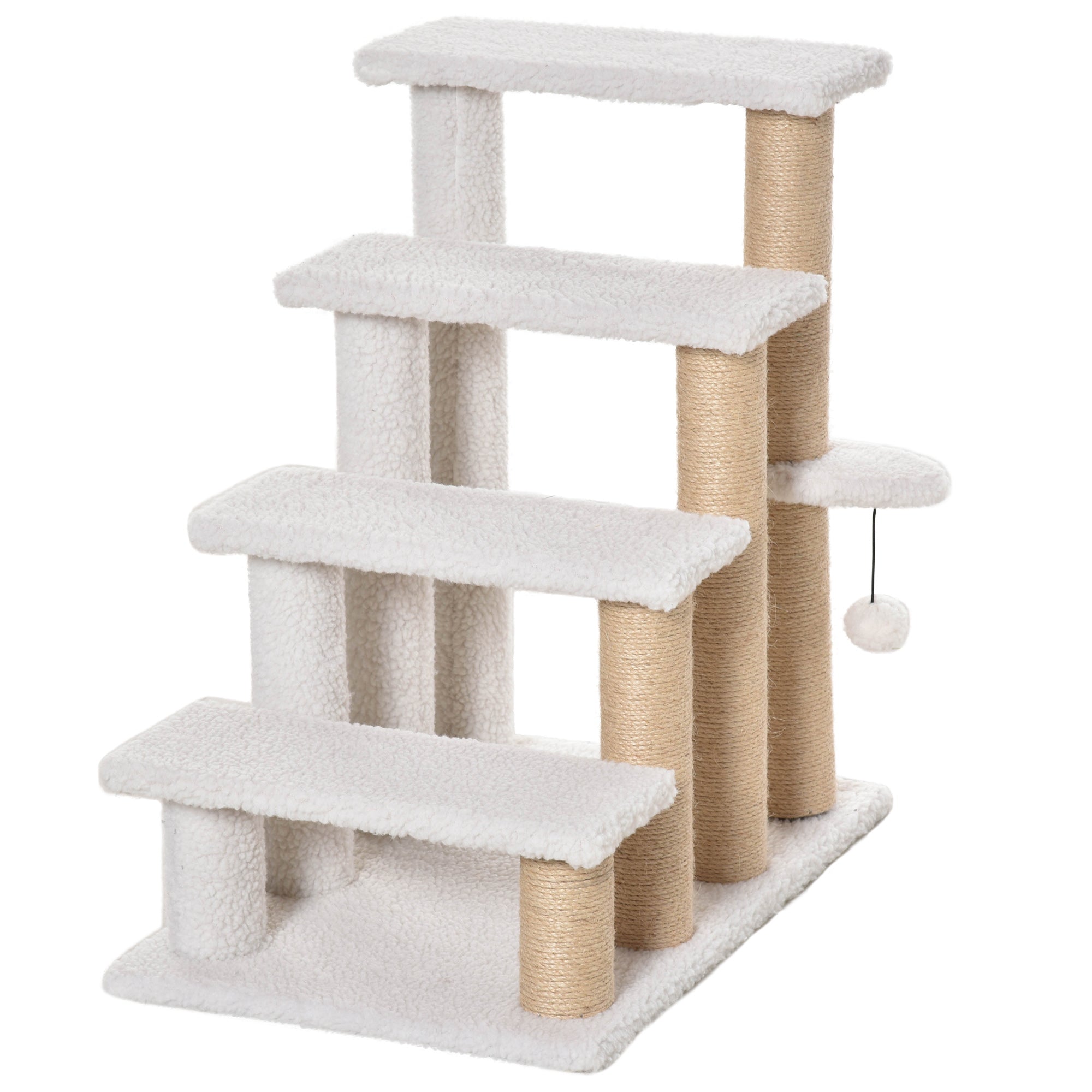 Logidon Dierentrap 4 treden Wit van Multiplex 60x40x64 cm Katten en Honden